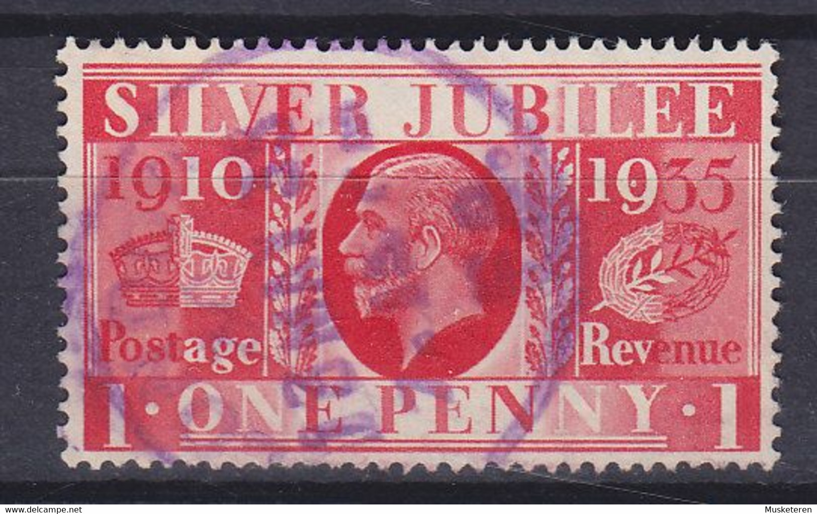 Great Britain 1935 Mi. 190X   1p. George V. (Purple) LONDON 13. May 1933 Cancel ERROR Variety 'White Spot In '9' Of 1935 - Errors, Freaks & Oddities (EFOs