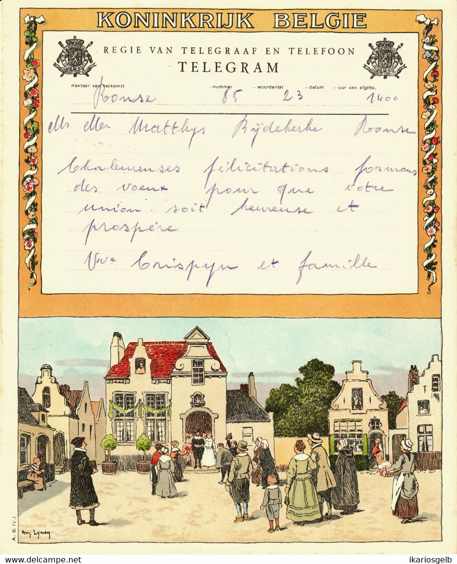 BELGIQUE Belgie Belgien 1952 Telegramm Liefdadigheidstelegram Télégramme De Philanthropie Schmuckblatttelegramm Tavirat - Post-Faltblätter