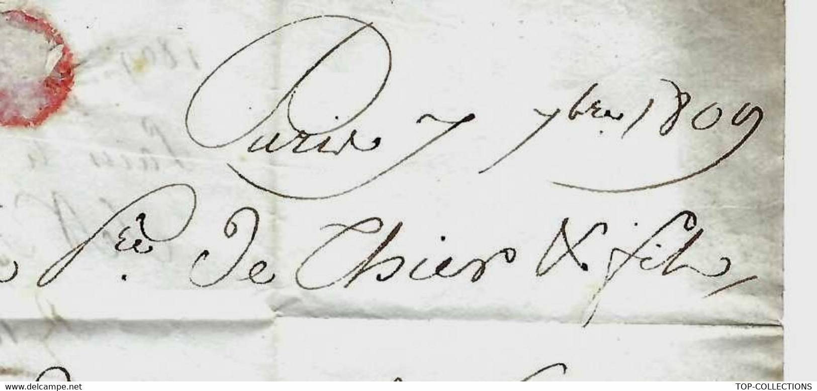 1809 LETTRE De Paris Par Boquet => De Thiers à Hodimont Par Verviers Belgique DRAPS NEGOCE COMMERCE BANQUE FINANCE - 1800 – 1899