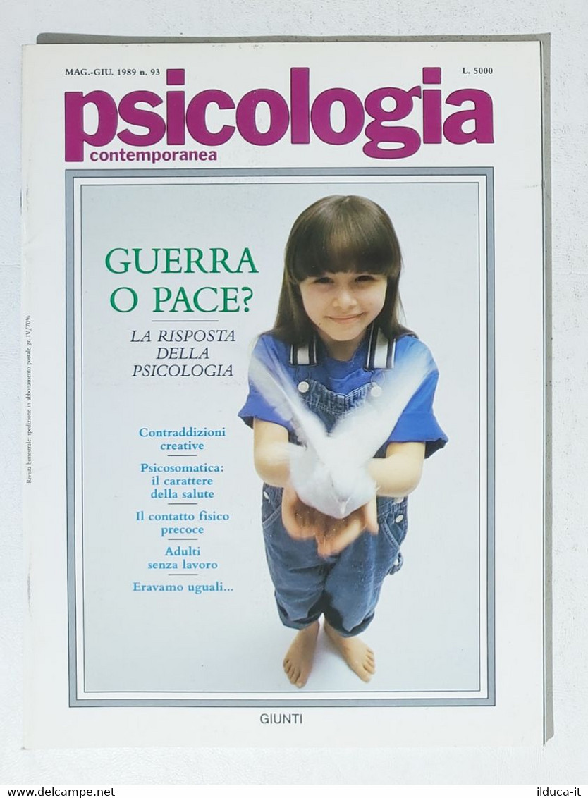 13920 Psicologia Contemporanea - Nr 93 1989 - Ed. Giunti - Médecine, Psychologie