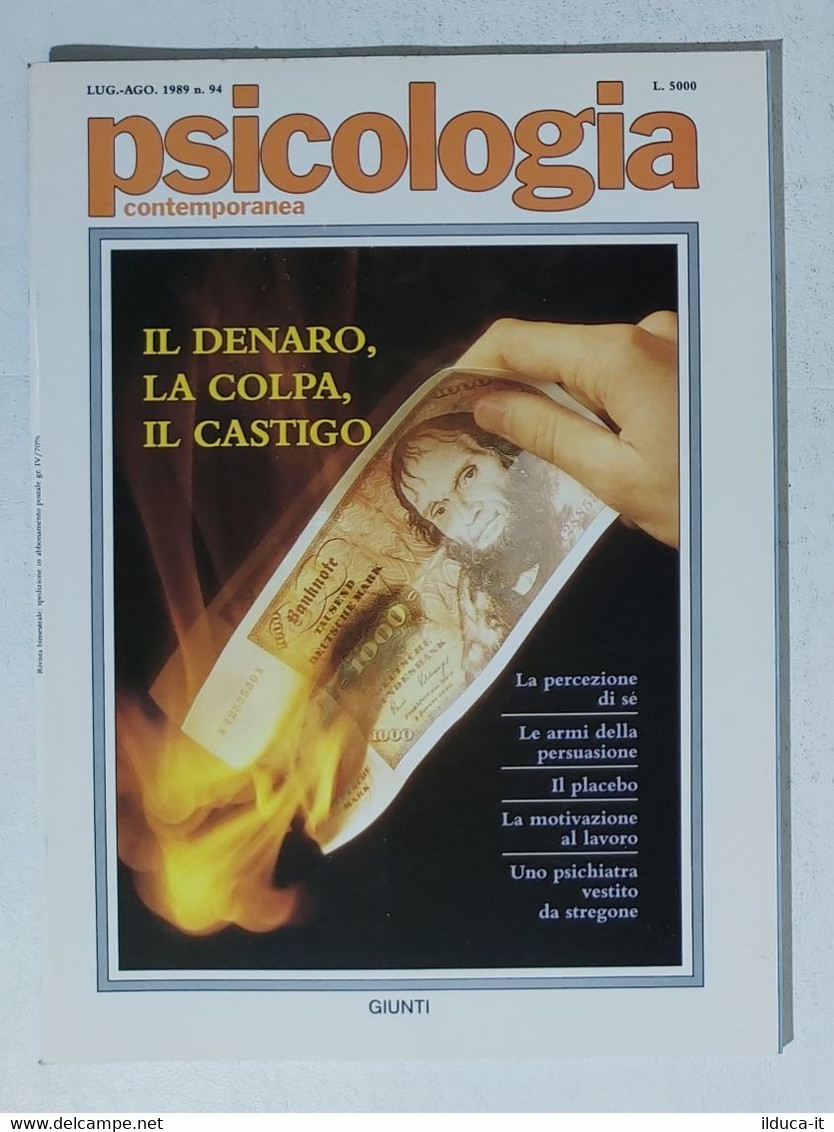 13921 Psicologia Contemporanea - Nr 94 1989 - Ed. Giunti - Medicina, Psicologia