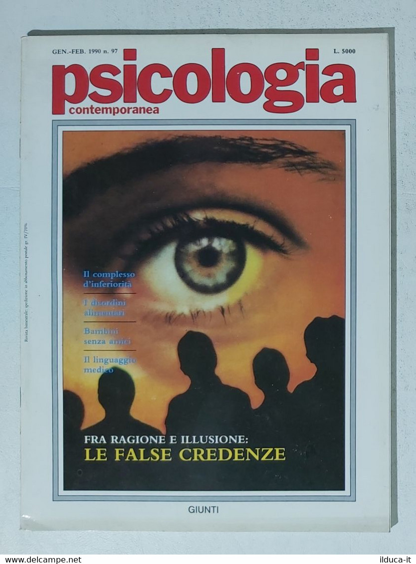 13930 Psicologia Contemporanea - Nr 97 1990 - Ed. Giunti - Médecine, Psychologie