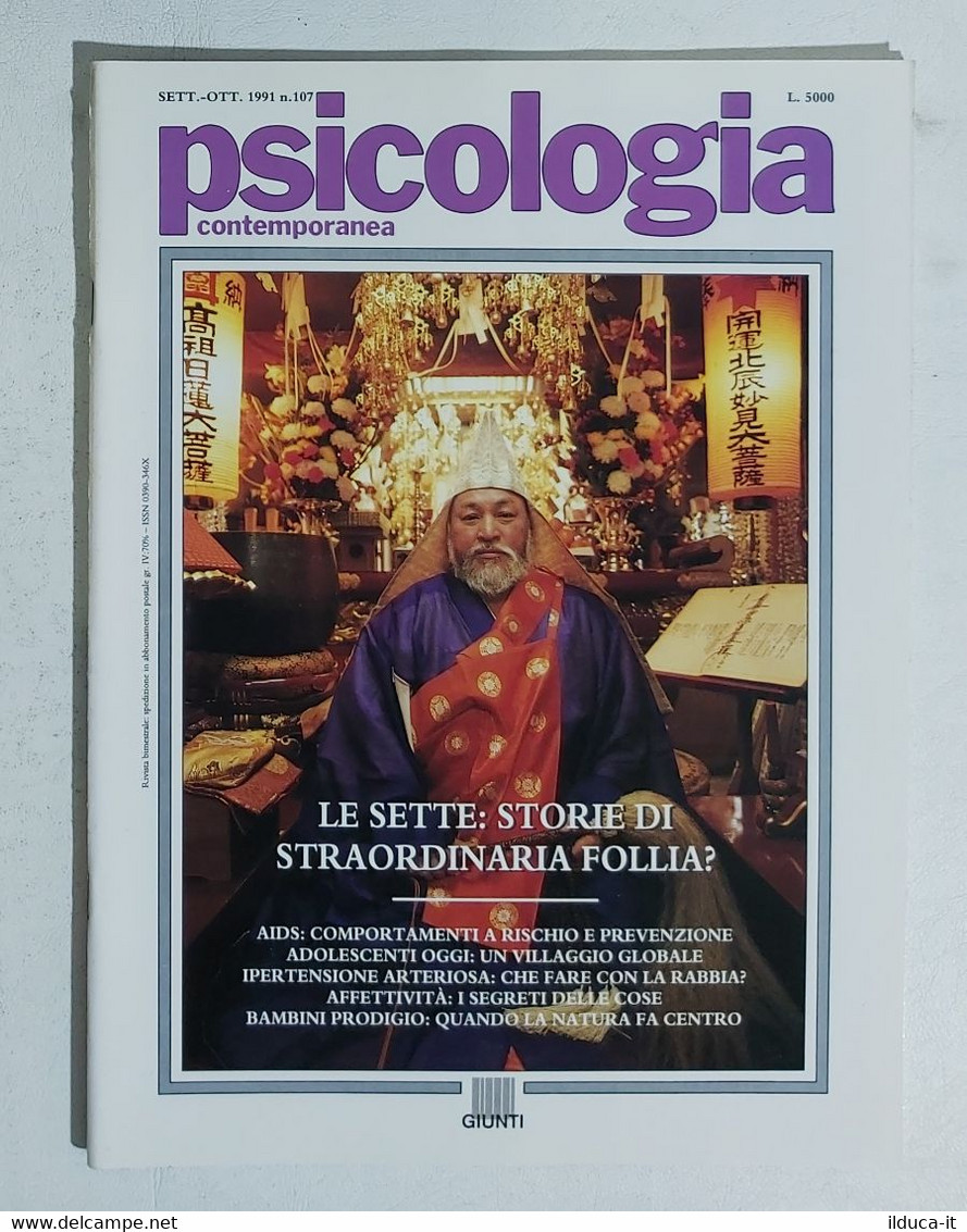 13977 Psicologia Contemporanea - Nr 107 1990 - Ed. Giunti - Medicina, Psicologia