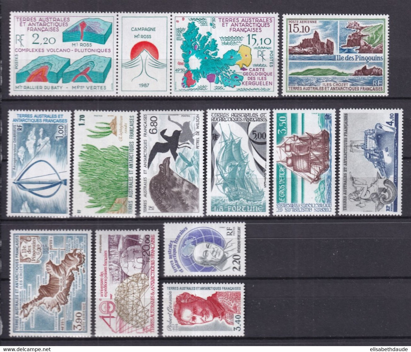 TAAF - LIVRAISON GRATUITE - 1988  ANNEE COMPLETE + POSTE AERIENNE YVERT N°130/139A + PA100/102 ** MNH - COTE = 45.2 EUR. - Années Complètes