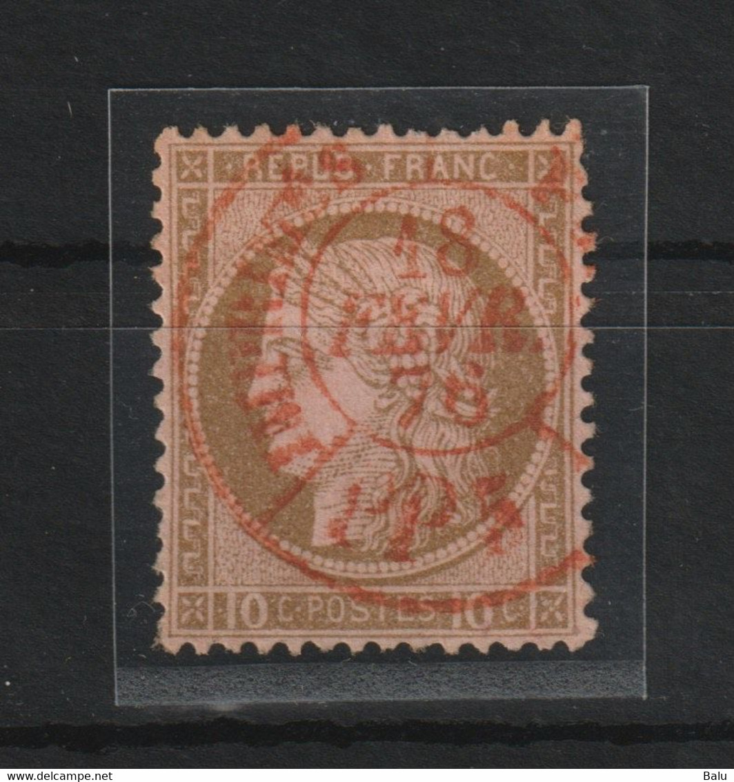 Frankreich 1875 Michel Nr. 52 ROT Gestempelt, 10c. Ceres, Yvert Nr. 54 Obl. Cachet à Date Imprimés (rouge) - 1871-1875 Ceres