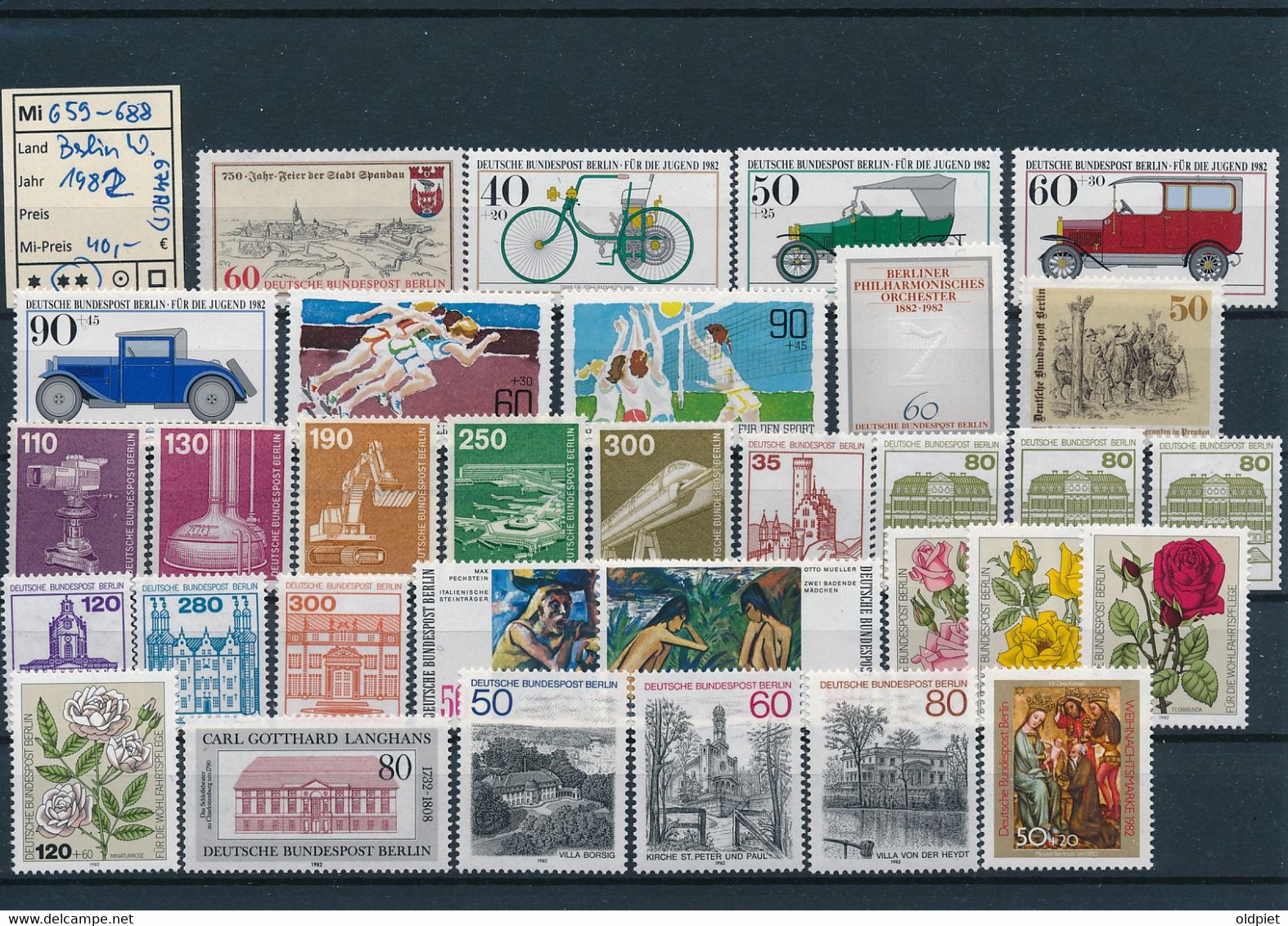 GERMANY Berlin West Jahrgang 1982 Stamps Year Set ** MNH Postfrisch - Complete Komplett Michel 659 - 688 Plus 674 C & D - Unused Stamps