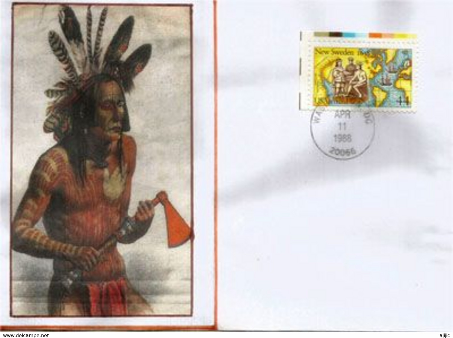 USA. Founding Of New Sweden 1638.Delaware Valley. Native American Indians, Letter Washington DC - Variétés Et Curiosités