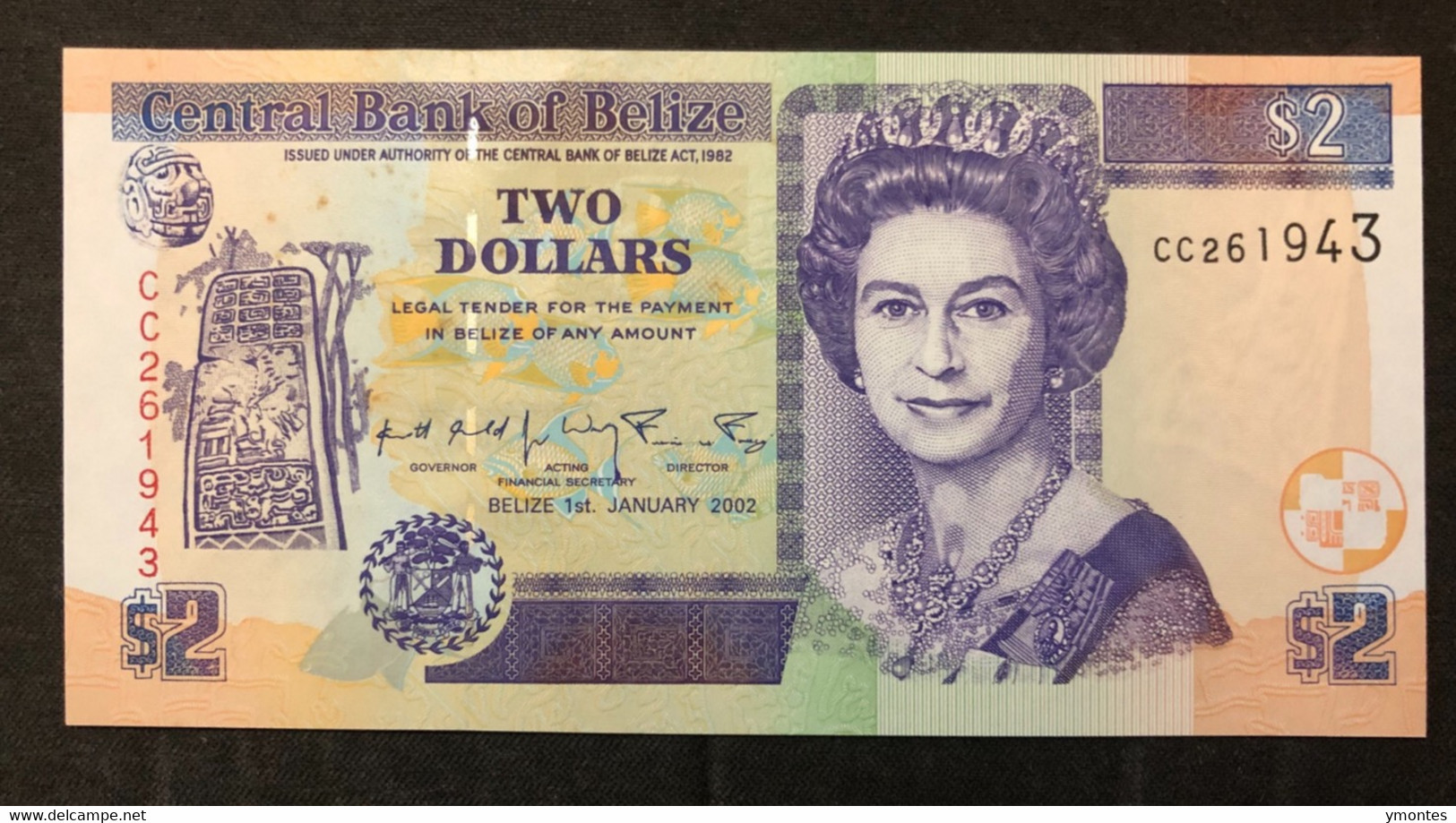 UNC Belize Banknote , 2 Belizean Dollars P60B (01/01/2022) - Belize