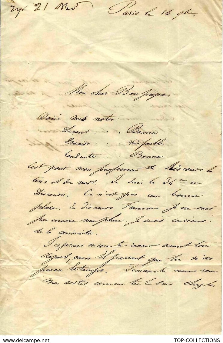 1845 LETTRE Par Alfred Pochet Paris Pour Delaroche Industriel Négociant Le Havre Envoi Des Notes à « Mon Cher Bon Papa » - Manuscripts