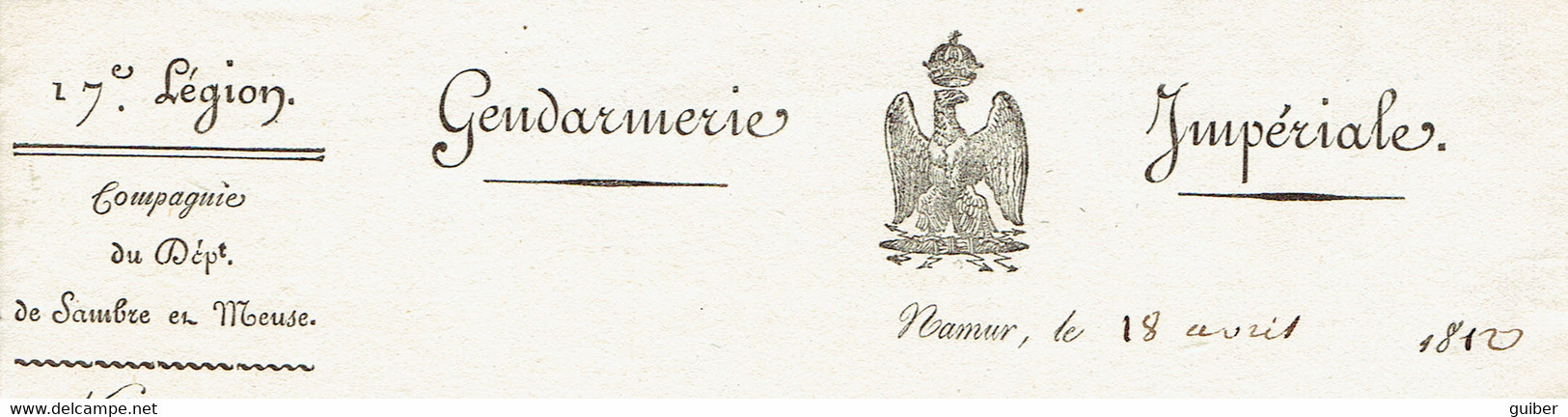Gendarmerie Impériale 1812 L.manuscrite Capitaine Marotte Sambre Meuse Prefet Légionnaire Empire Namur Maire Havelange - Manuscritos