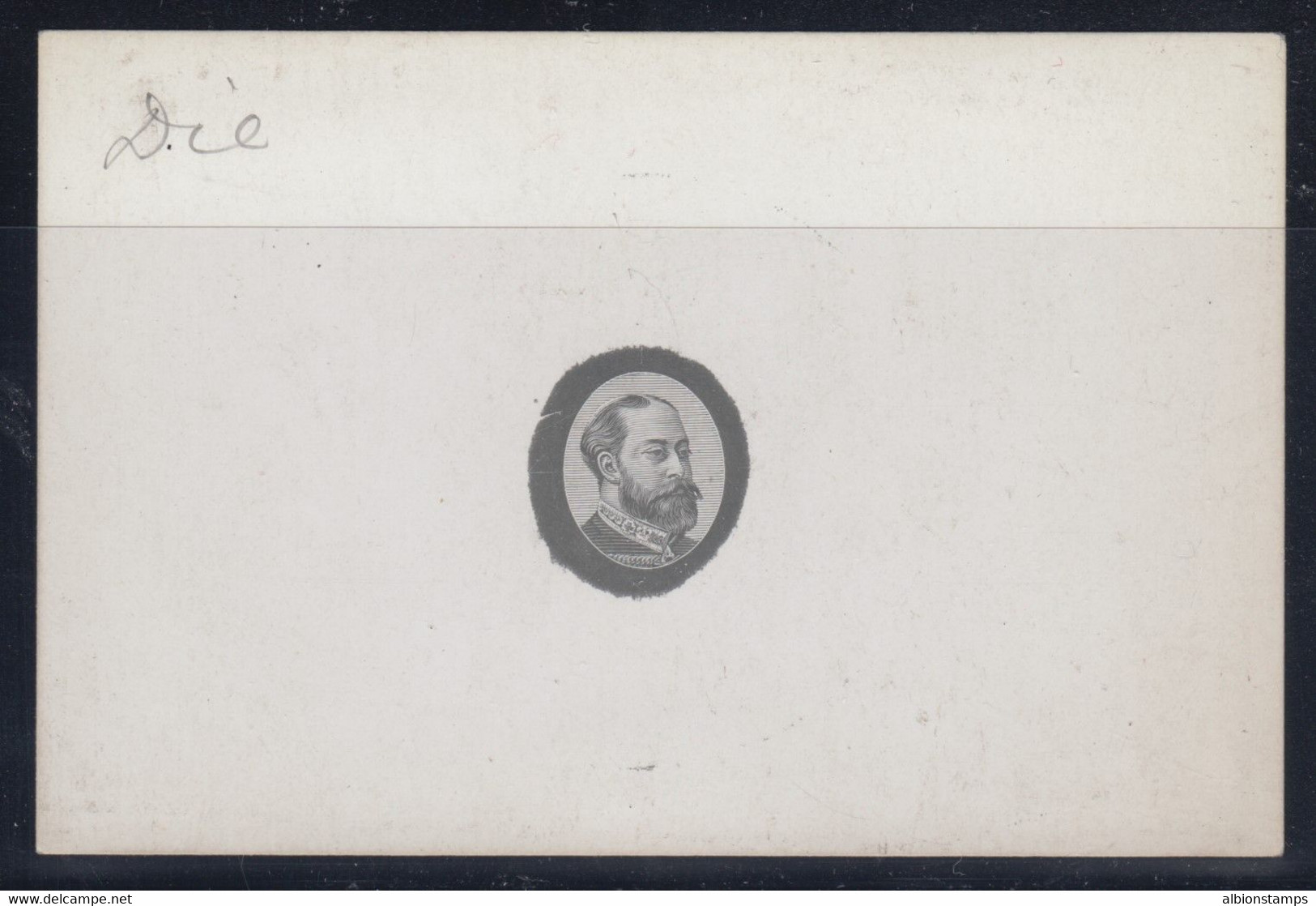 Great Britain, Ca. 1894 DLR King Edward VII Essay Die Proof On Glazed Card - Proeven & Herdruk