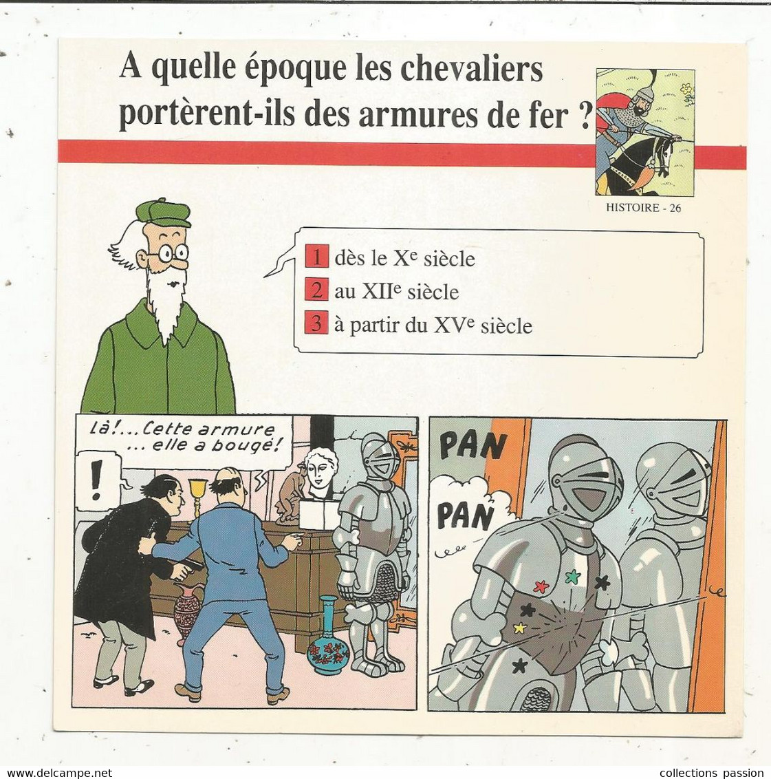 Fiche Illustrée BD,1991,Hergé Moulinsart / Casterman, TINTIN, Le Secret De La Licorne , 150x150 Mm, Frais Fr 1.65e - Sonstige & Ohne Zuordnung