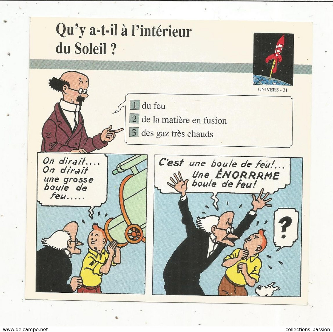 Fiche Illustrée BD,1991,Hergé Moulinsart / Casterman, TINTIN, L'étoile Mystérieuse, 150x150 Mm, Frais Fr 1.65e - Andere & Zonder Classificatie