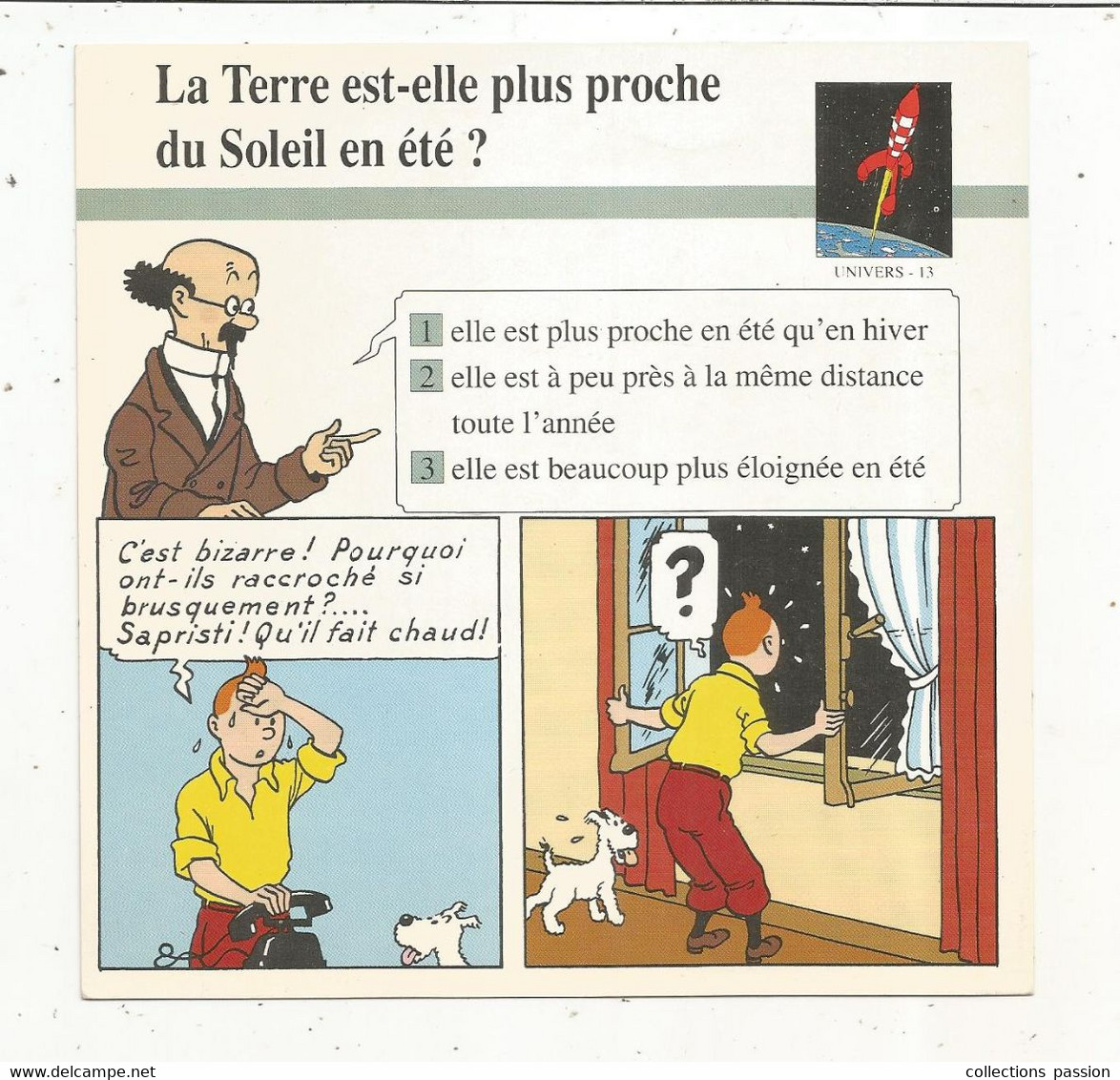 Fiche Illustrée BD,1991,Hergé Moulinsart / Casterman, TINTIN, L'étoile Mystérieuse, 150x150 Mm, Frais Fr 1.65e - Autres & Non Classés