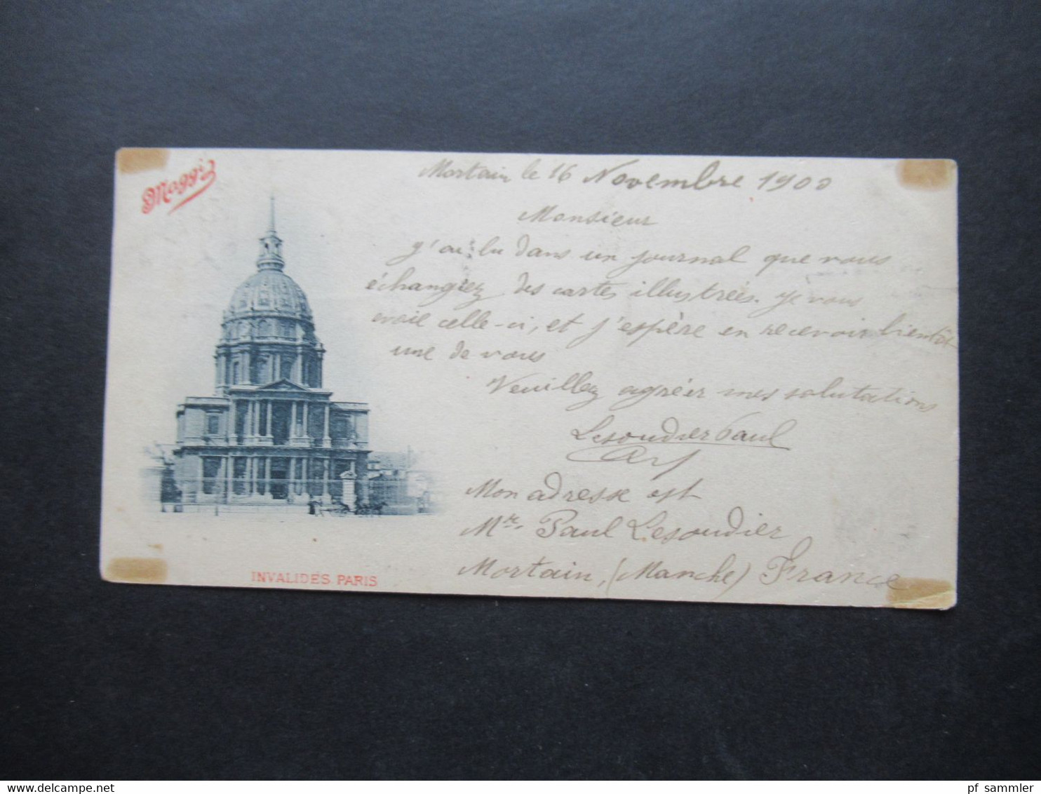 Frankreich 1900 Invalides Paris Nach Rumänien Gesendet Mit Posthornstempel 144 Bahnpost Stempel Fougeres A Vire - Paris (07)