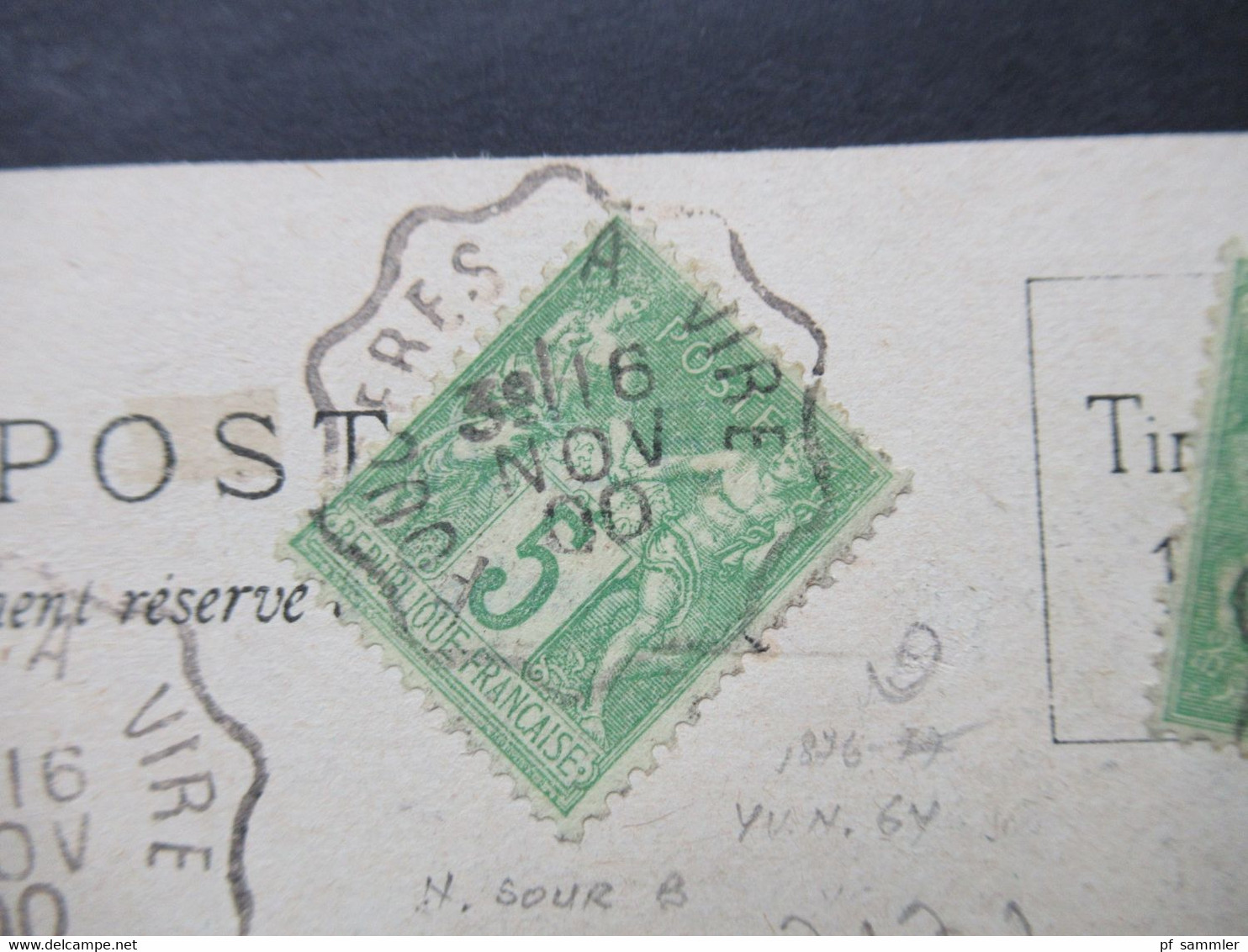 Frankreich 1900 Invalides Paris nach Rumänien gesendet mit Posthornstempel 144 Bahnpost Stempel Fougeres A Vire