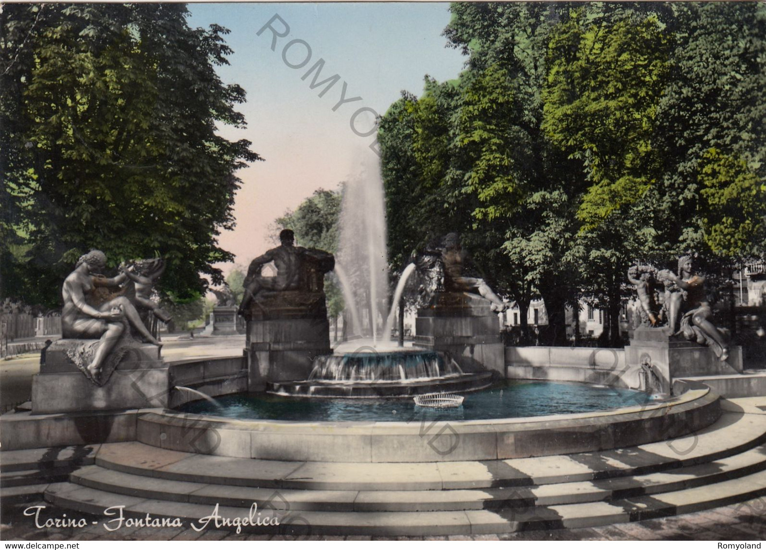 CARTOLINA  TORINO,PIEMONTE,FONTANA ANGELICA,BELLA ITALIA,MEMORIA,CULTURA,STORIA,BOLLO STACCATO,VIAGGIATA 1953 - Parks & Gärten