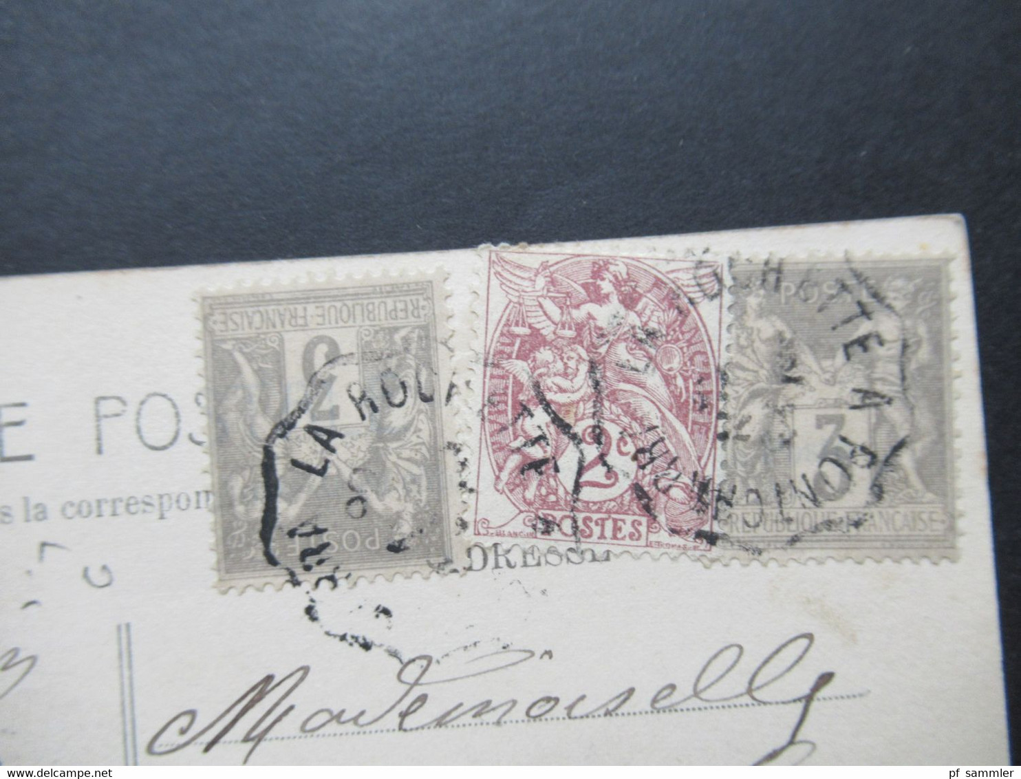 Frankreich AK 1906 Blumen Bildseitig Frankiert Und Rückseitig Zusätzlich Mit 3 Marken Sage Und Allegorie Bahnpost Stempe - Covers & Documents