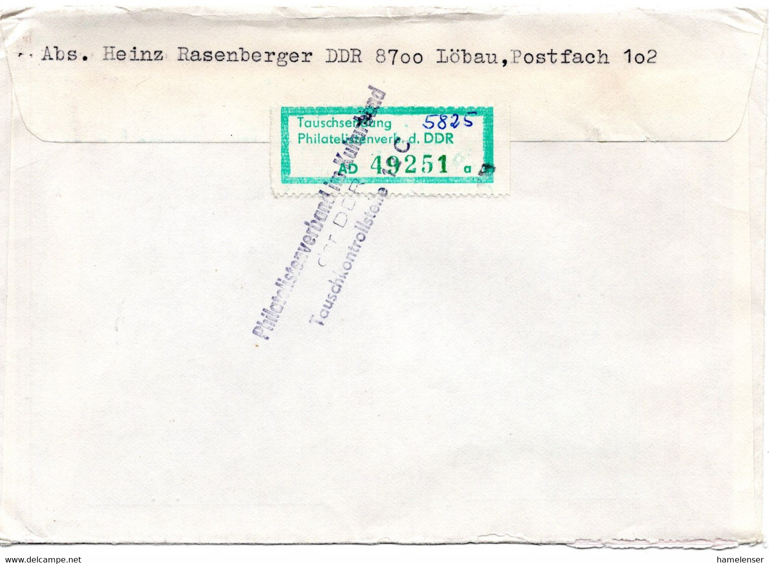 57763 - DDR - 1979 - 3M Wappen EF A LpBf GOERLITZ -> Montville, NJ (USA), M. Tauschkontrollmarke - Storia Postale