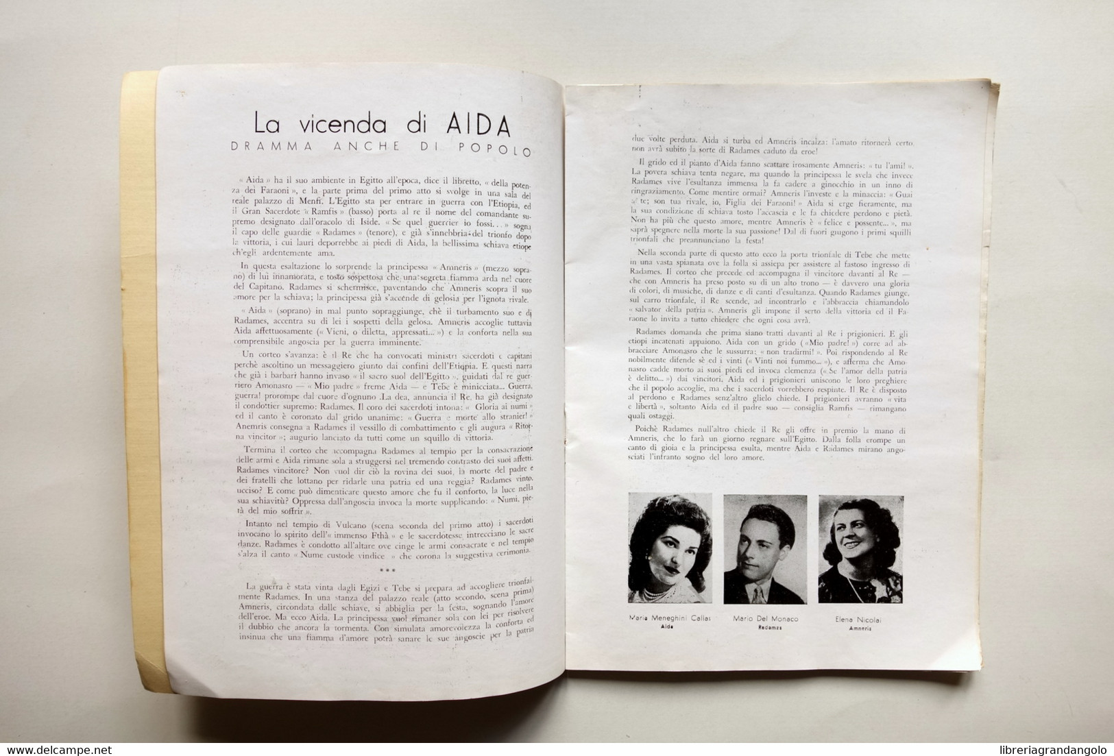Libretto Di Sala Arena Di Verona Aida Verdi XXXI° Stagione Lirica 1953 Callas - Sin Clasificación