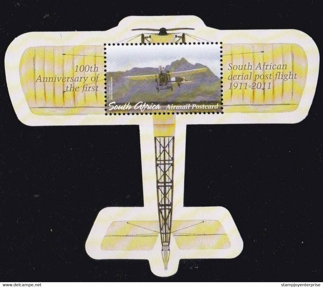 South Africa 100th Of First Airmail Flight 2011 Airplane Aviation (ms) MNH *odd Shape *unusual - Nuovi