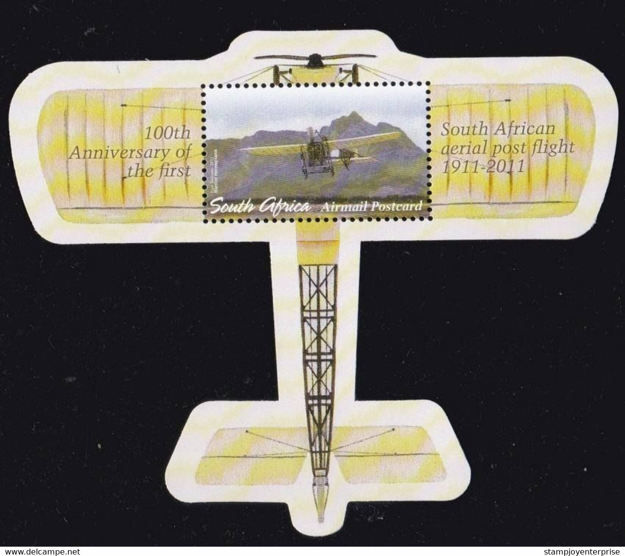 South Africa 100th Of First Airmail Flight 2011 Airplane Aviation (ms) MNH *odd Shape *unusual - Ongebruikt