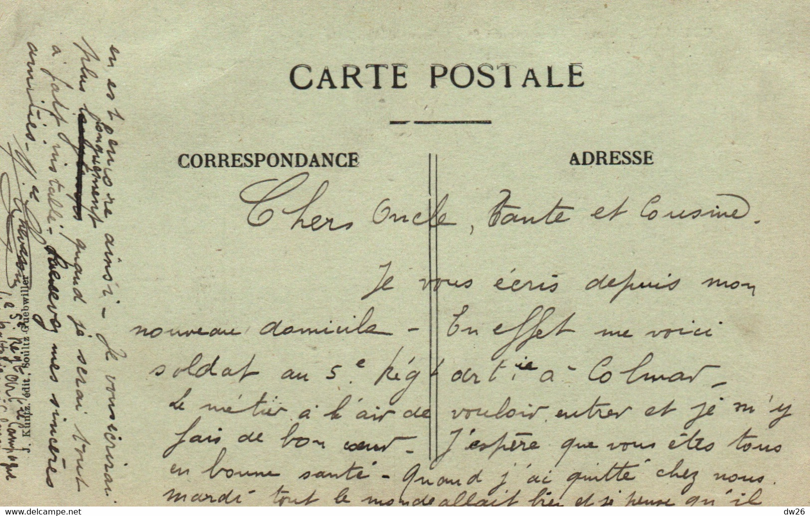 Colmar (Alsace) Caserne Du 5e Régiment D'Artillerie - Quartier Bruat, Militaires En Faction - Edition Kuntz - Barracks