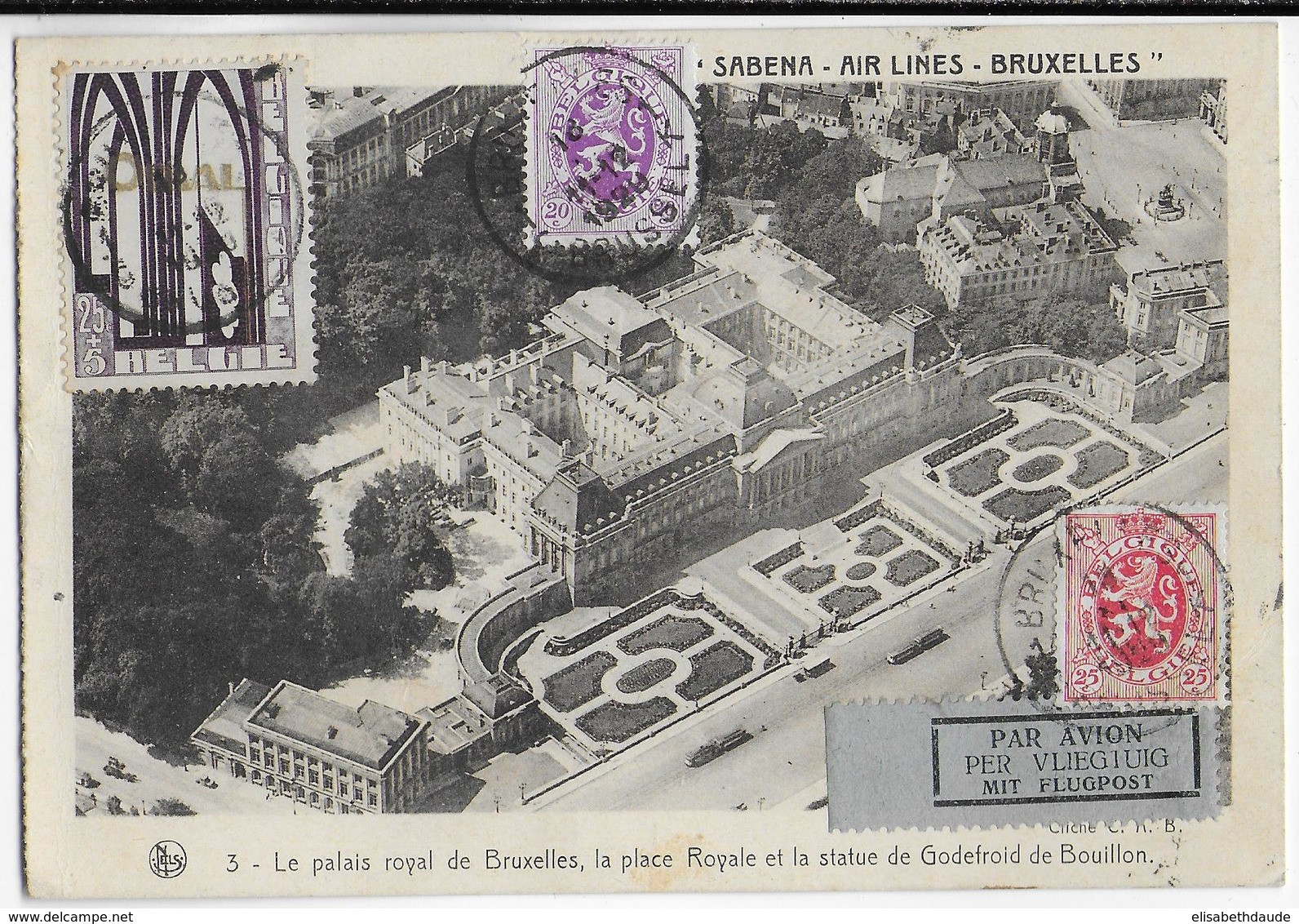 1929 - BELGIQUE - ORVAL - CARTE SABENA AIR LINES Par AVION De BRUXELLES => AUBERVILLIERS - Autres & Non Classés