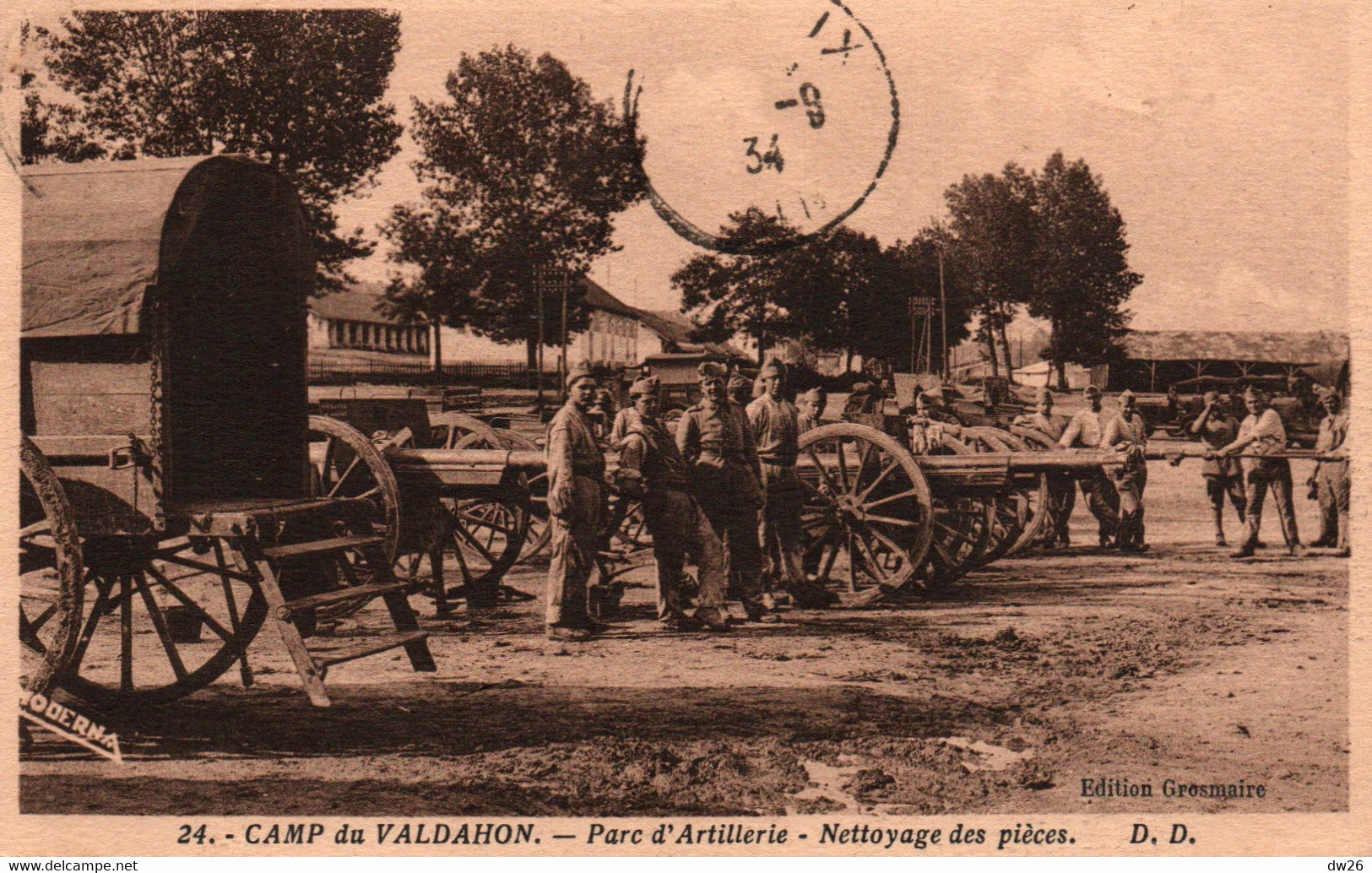 Caserne - Camp Du Valdahon En 1934: Parc D'Artillerie, Nettoyage Des Pièces - Edition Grosmaire, Carte D.D. N° 24 - Barracks