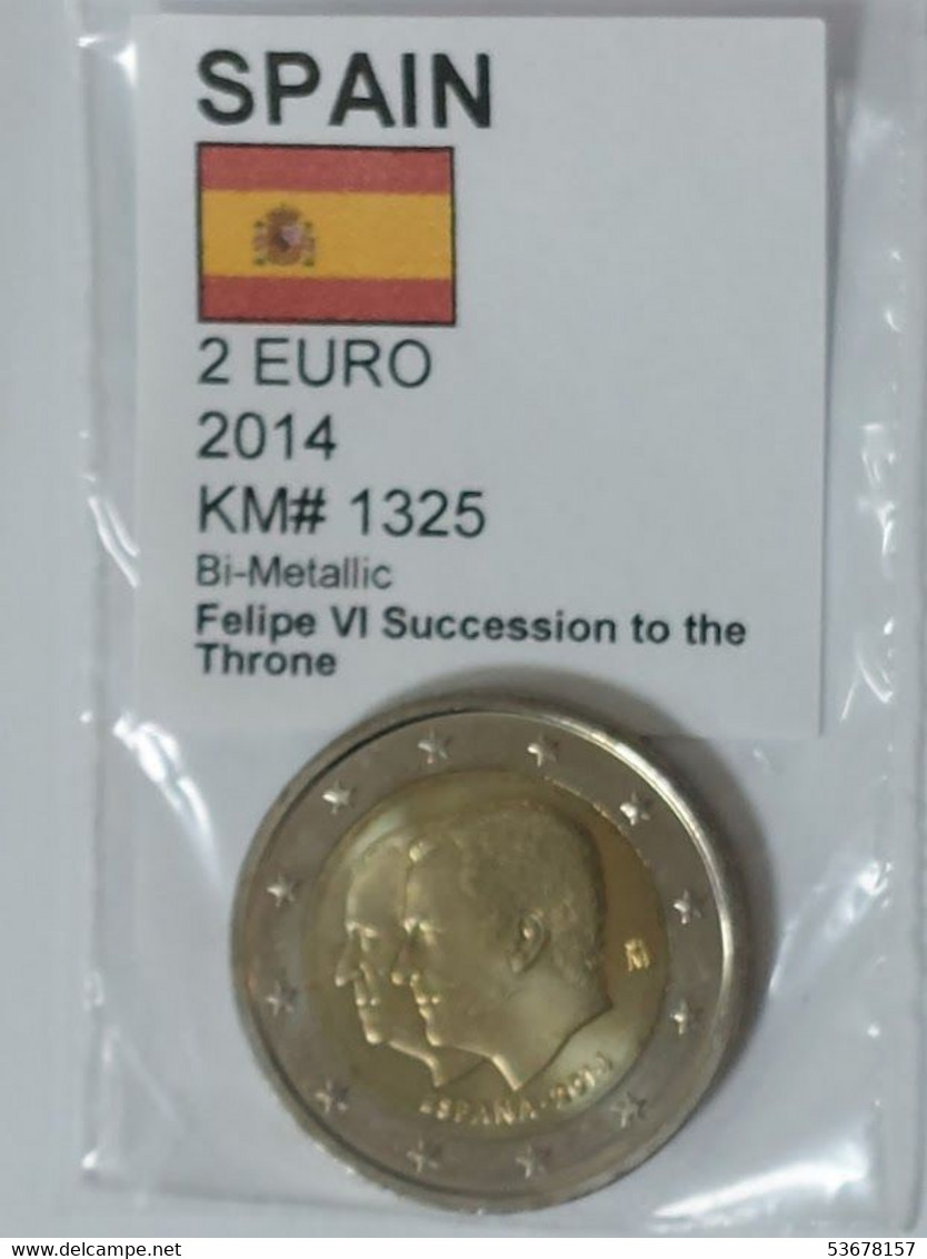 Spain - 2 Euro, 2014, King Felipe VI, Unc, KM# 1325 - Other & Unclassified