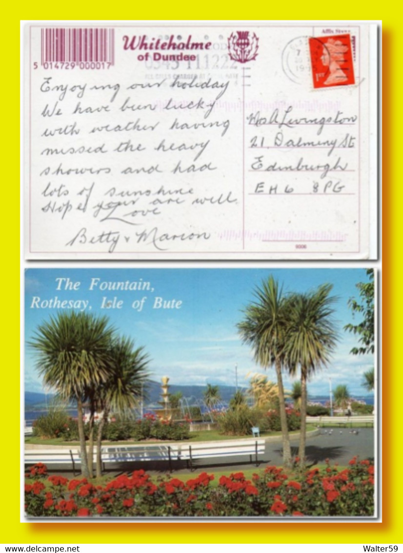 1995 UK Great Britain Postcard Rothesay Isle Of Bute Sent To Edinburgh - Bute