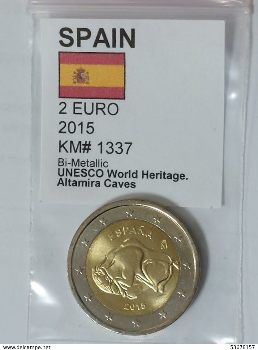 Spain - 2 Euro, 2015, Spanish UNESCO - Cave Of Altamira, Unc, KM# 1337 - Andere & Zonder Classificatie