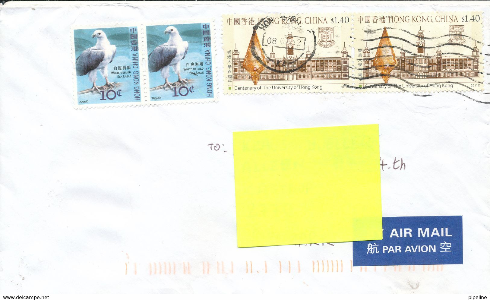 Hong Kong Cover Sent To Denmark 8-7-2012 Topic Stamps BIRDS - Covers & Documents