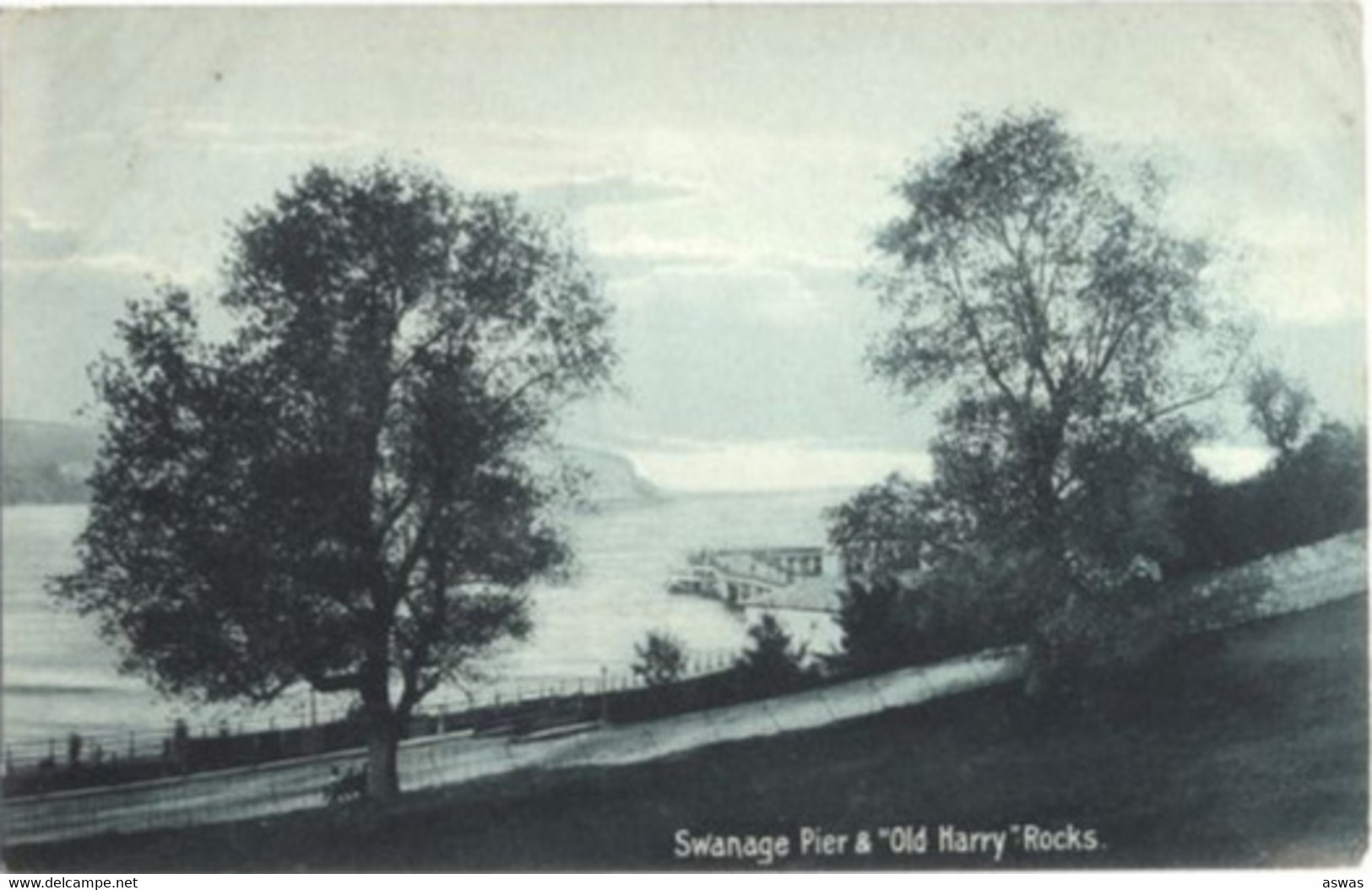 SWANAGE PIER AND OLD HARRY ROCKS, BALLARD POINT, DORSET ~ VIEWED FROM PRINCE ALBERT GARDENS? - Swanage