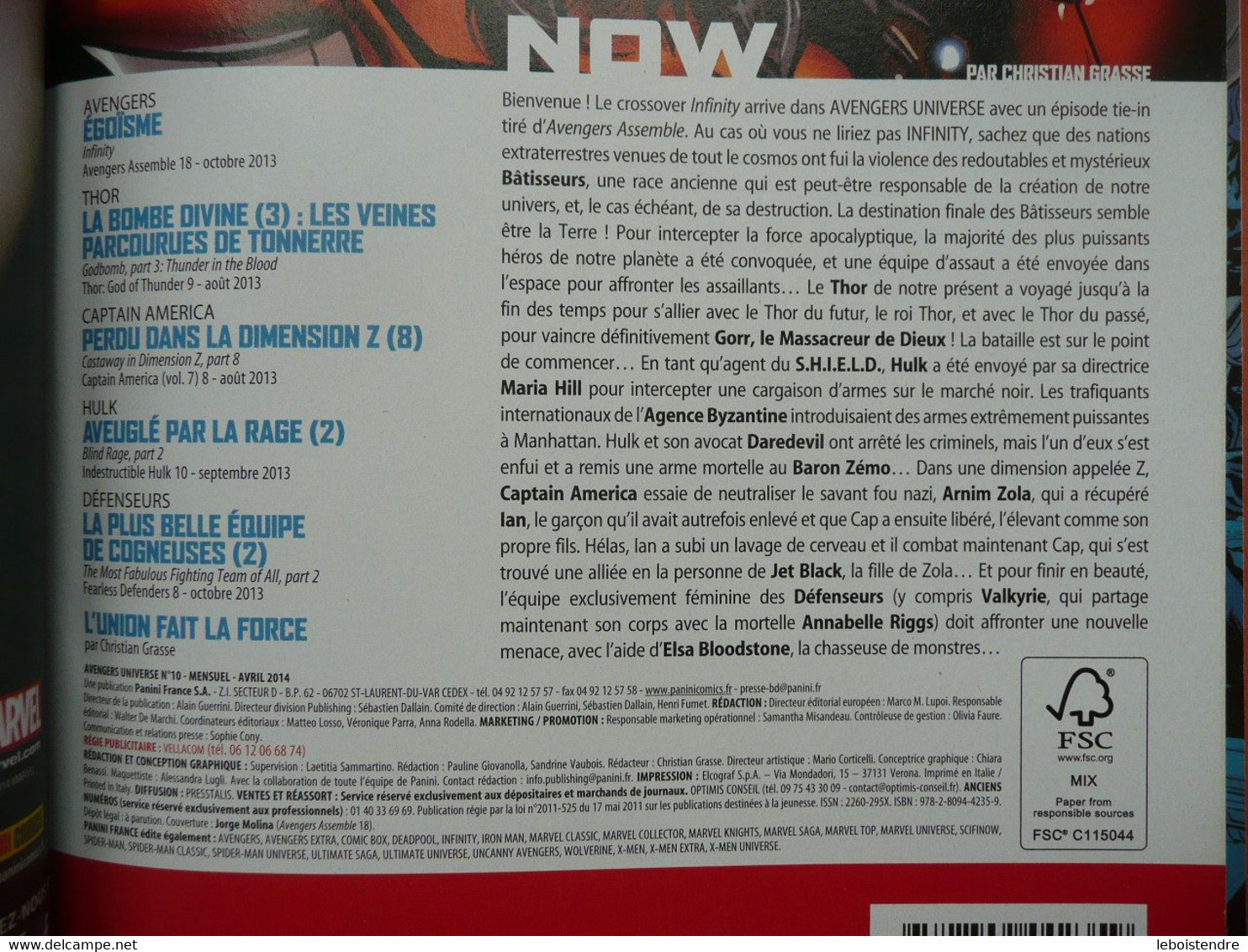 AVENGERS UNIVERSE N 10 AVRIL 2014 INFINITY MARVEL  PANINI COMICS TRES BON ETAT - Marvel France