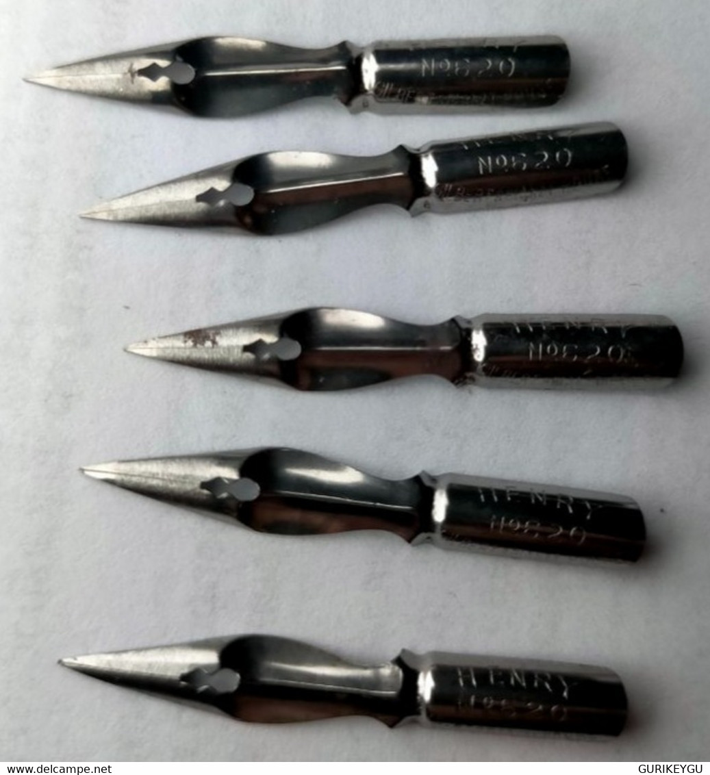 Lot 5 Plumes Ancienne Encre De Chine HENRY'S Gilbert & Blanzy Poure N 620 NEUF Hollow Spring Skeleton Pens Sergent Major - Plumes