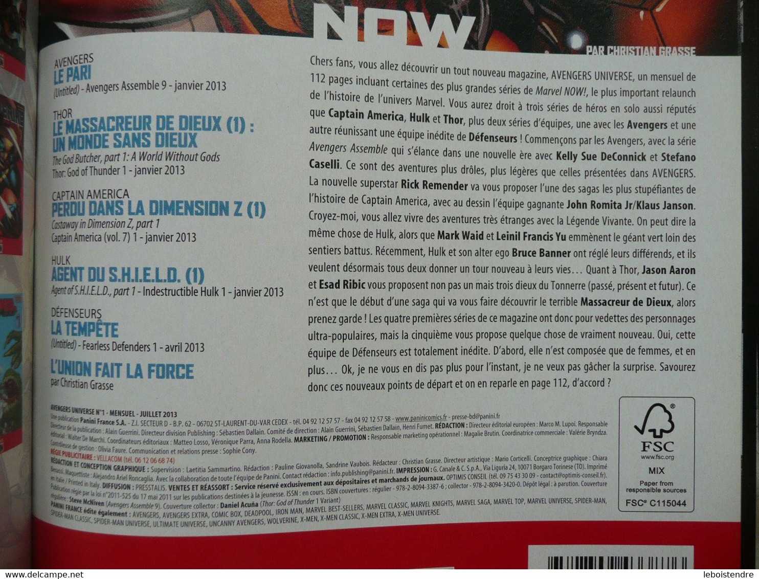 AVENGERS UNIVERSE N 1 JUILLET  2013 JOIN THE REVOLUTION  MARVEL NOW ! PANINI COMICS TRES BON ETAT - Marvel France