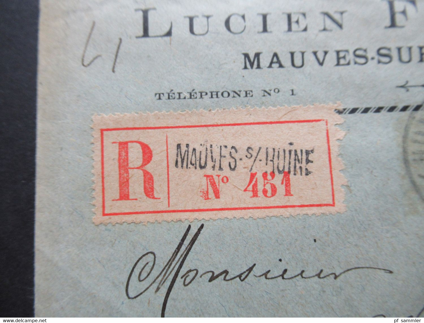 Frankreich 1920 Säerin Nr.120 (2) MeF Einschreiben Mauves Sur Huisne (Orne) Gest. R-Zettel Mauves S/ Huine - 1906-38 Semeuse Con Cameo