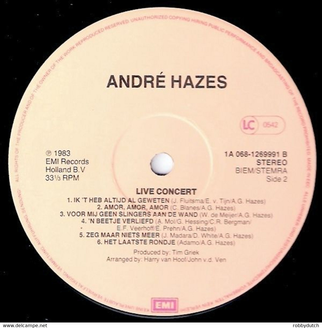 * LP *  ANDRE HAZES - LIVE CONCERT (Holland 1983) - Autres - Musique Néerlandaise