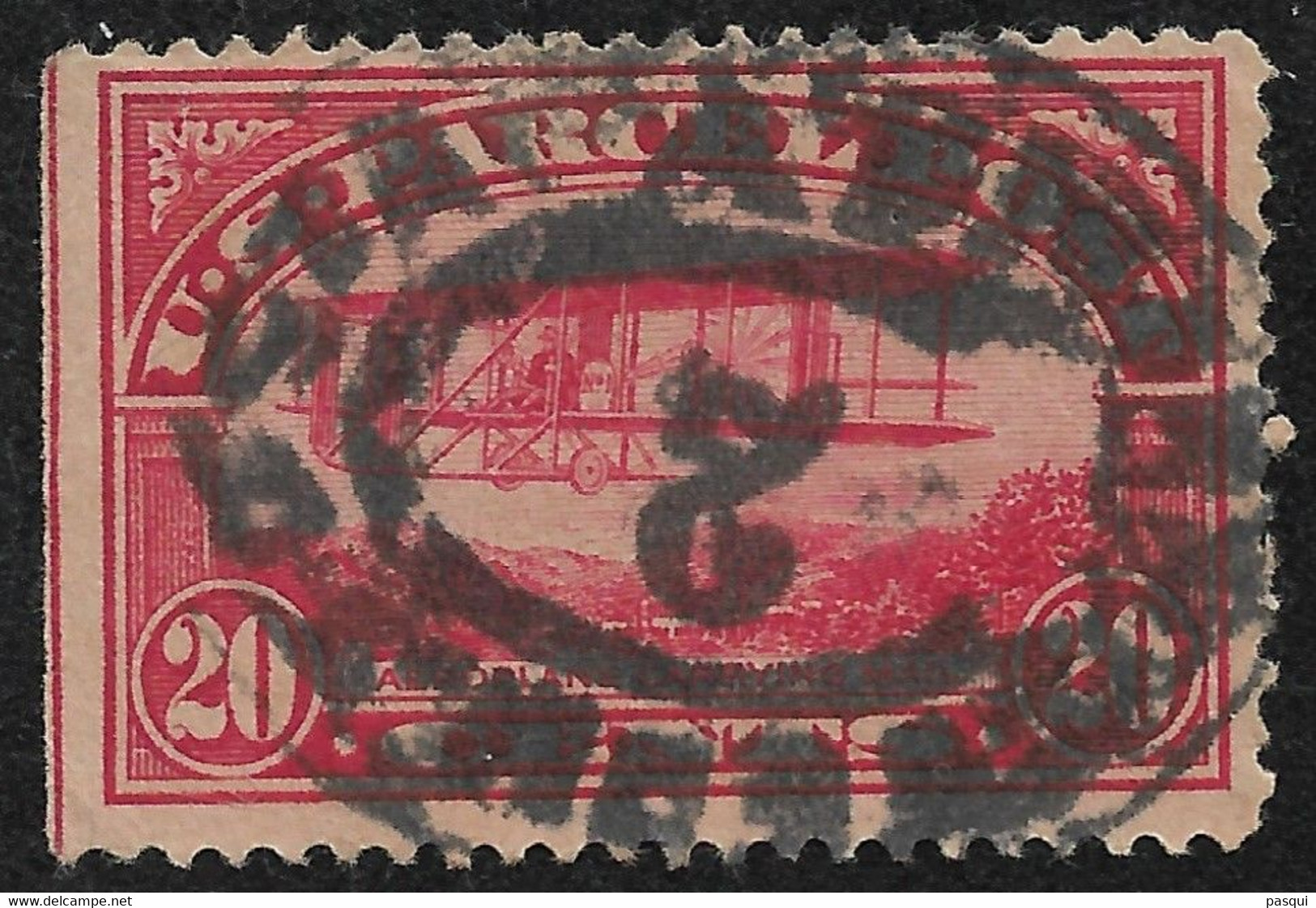 EE.UU. -  Fx. 938 - Yv. P.P. 8 - 20 C. Rojo - Biplano Wright - 1912 - Ø - Paketmarken