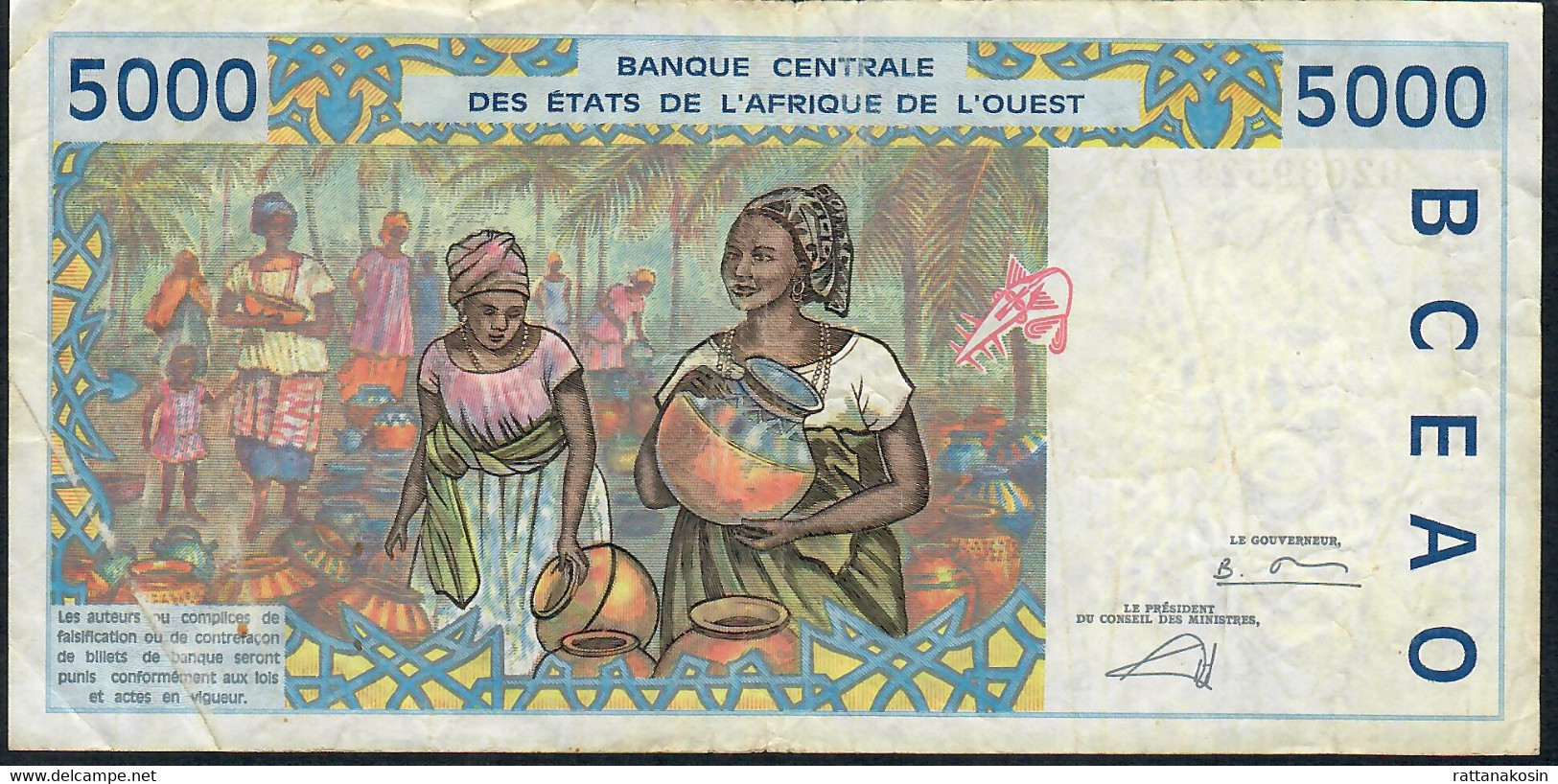 W.A.S. P913Sg 5000 FRANCS (20)02 2002  Signature 31  AVF NO P.h. - États D'Afrique De L'Ouest