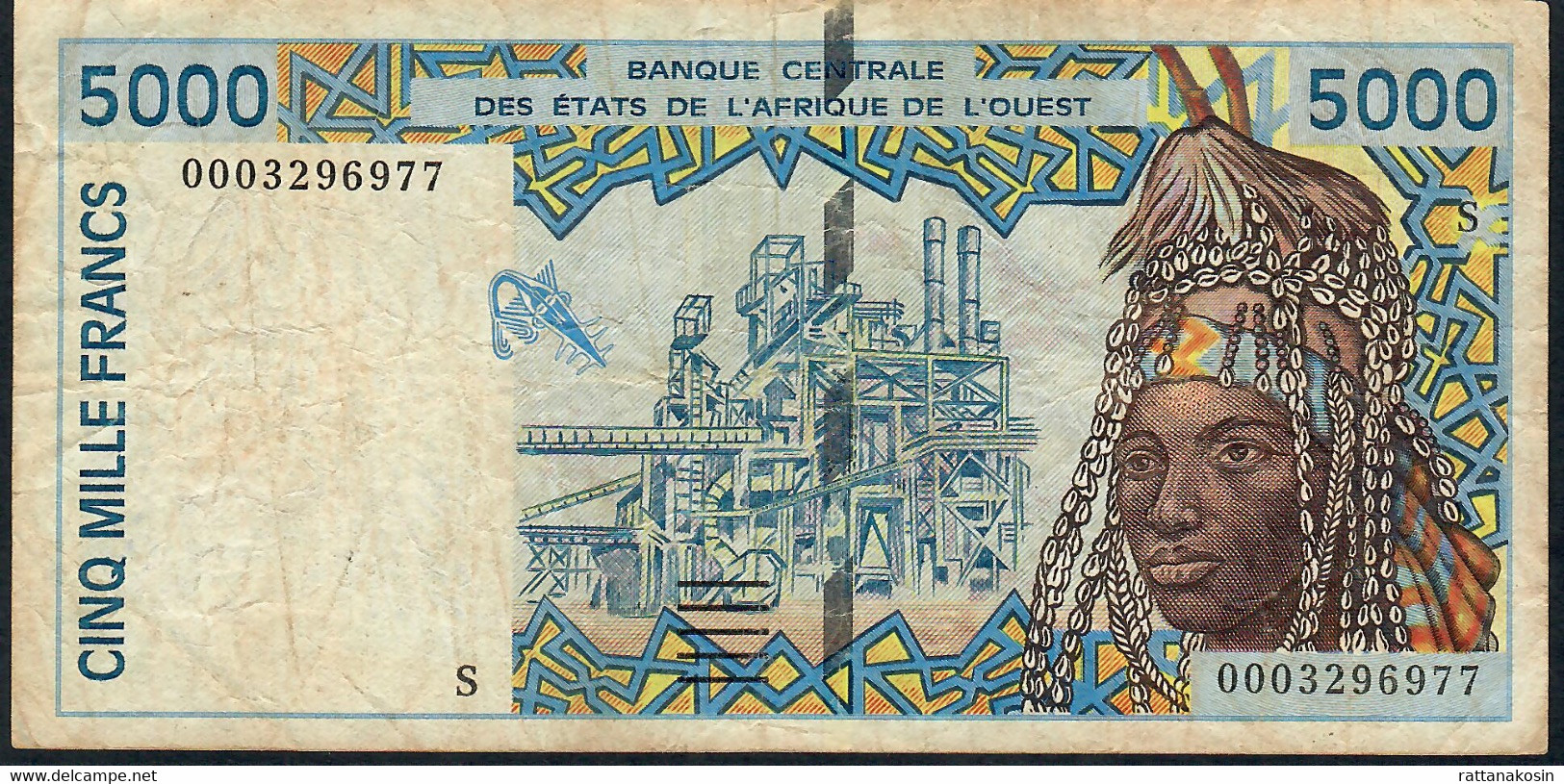 W.A.S. P913Se 5000 FRANCS (20)00 2000  Signature 30  VF NO P.h. - États D'Afrique De L'Ouest