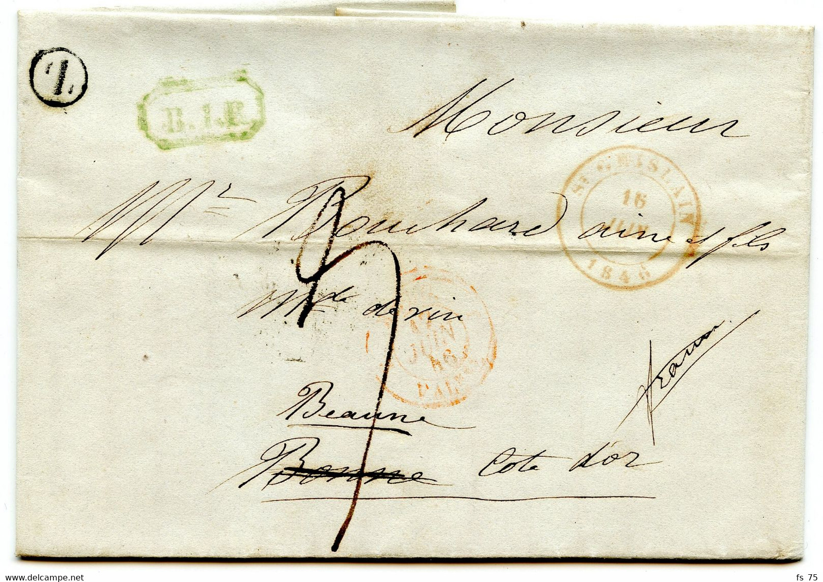 BELGIQUE - CAD ST GHISLAIN + BOITE Z SUR LETTRE AVEC CORRESPONDANCE DE WASMES POUR LA FRANCE, 1846 - 1830-1849 (Independent Belgium)