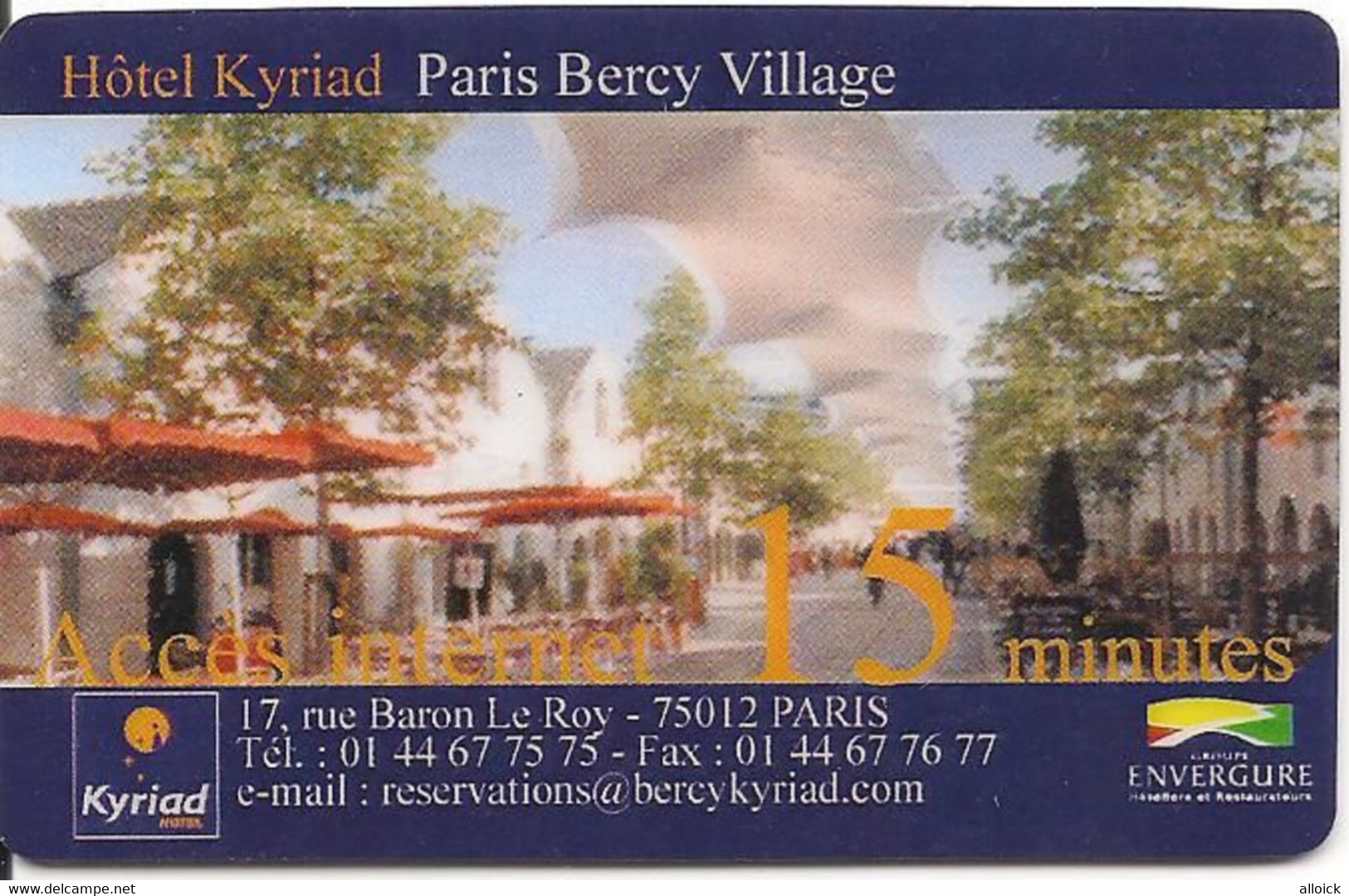 Carte Passman D'acces à Internet - Hotel Kyriad Paris Bercy Village  - Utilisée Luxe Ou TTB. - Other & Unclassified
