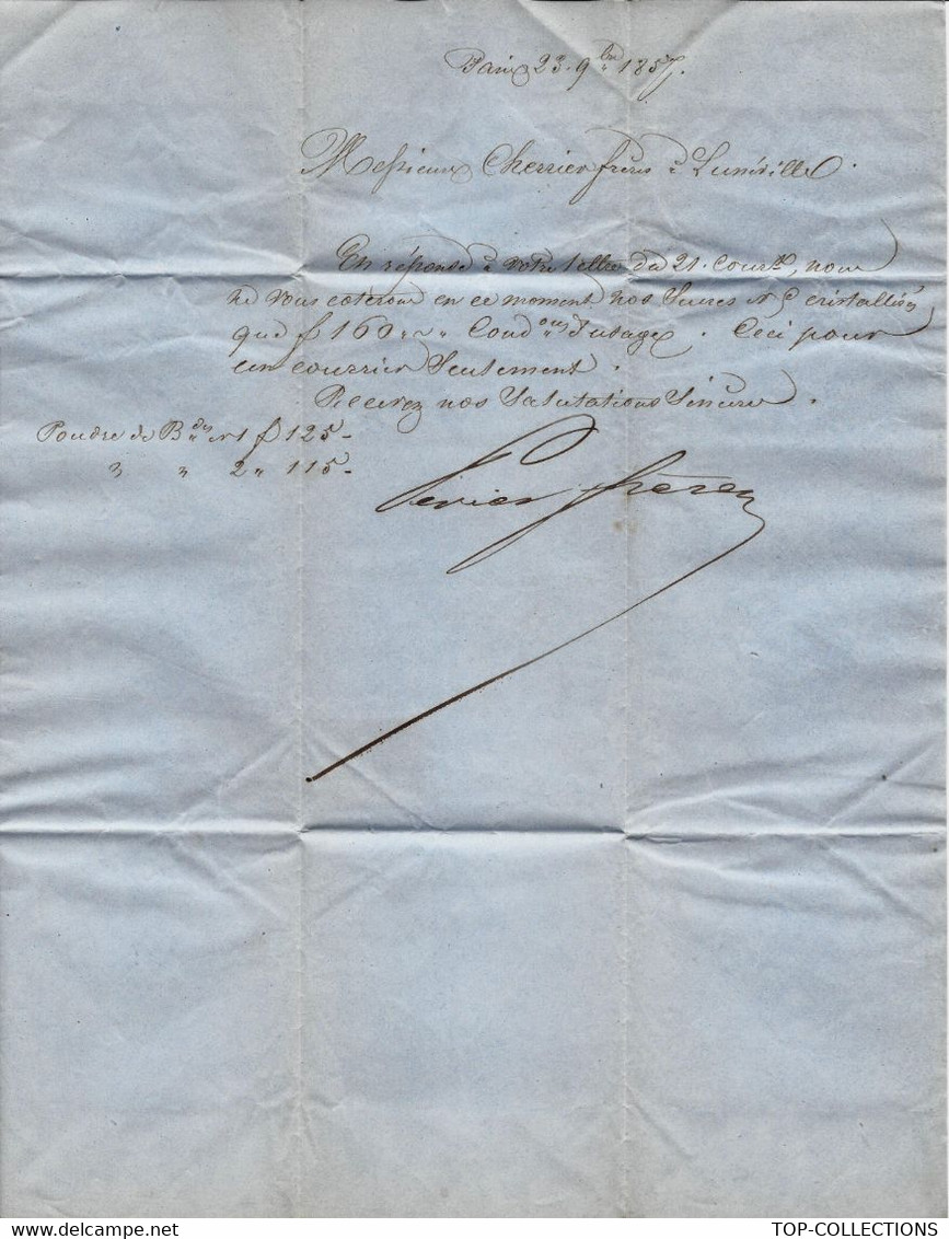 1857 Lettre Sign. Périer Frères Banquiers Banque à Paris Pour Cherrier Frères Luneville V.SCANS+HISTORIQUE - Otros & Sin Clasificación