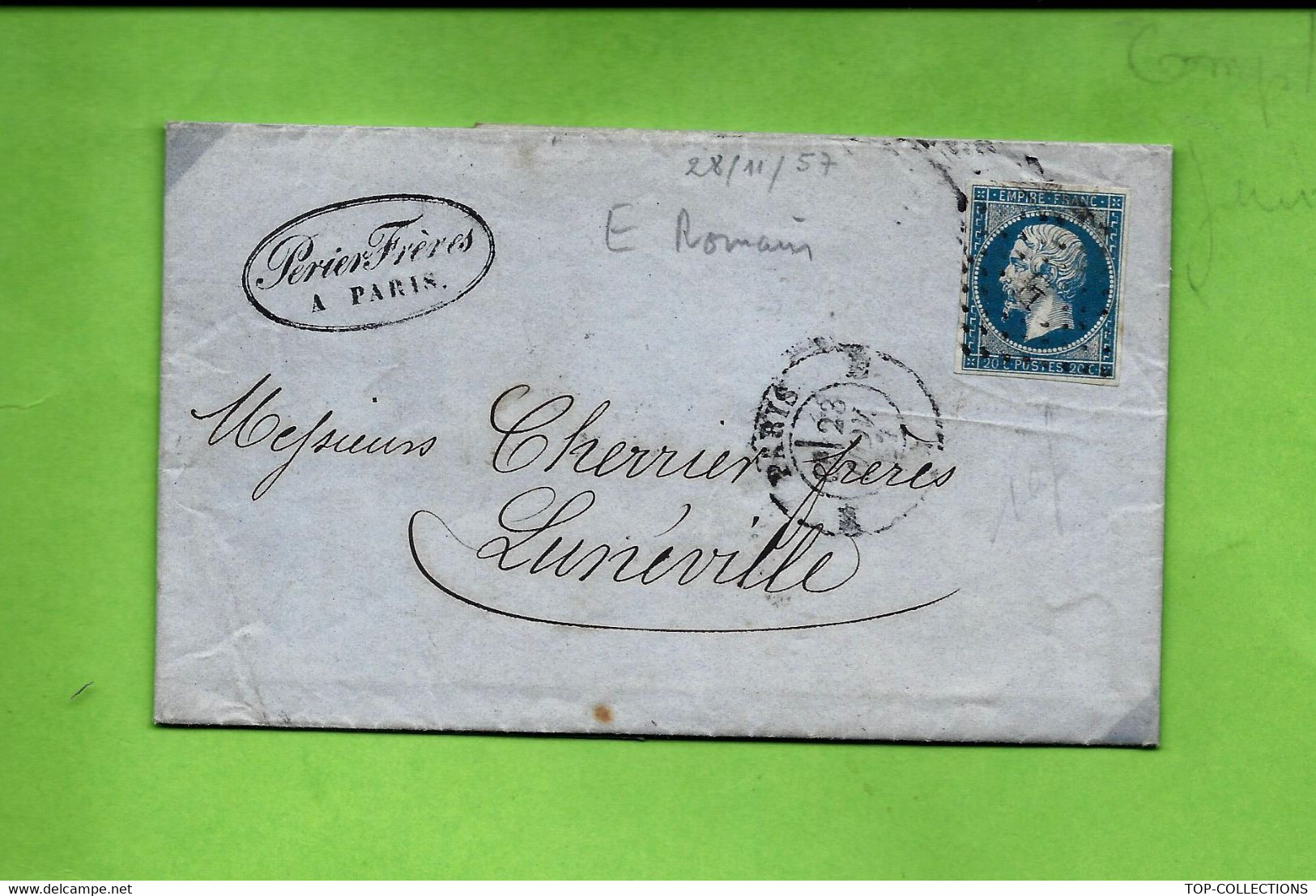 1857 Lettre Sign. Périer Frères Banquiers Banque à Paris Pour Cherrier Frères Luneville V.SCANS+HISTORIQUE - Other & Unclassified
