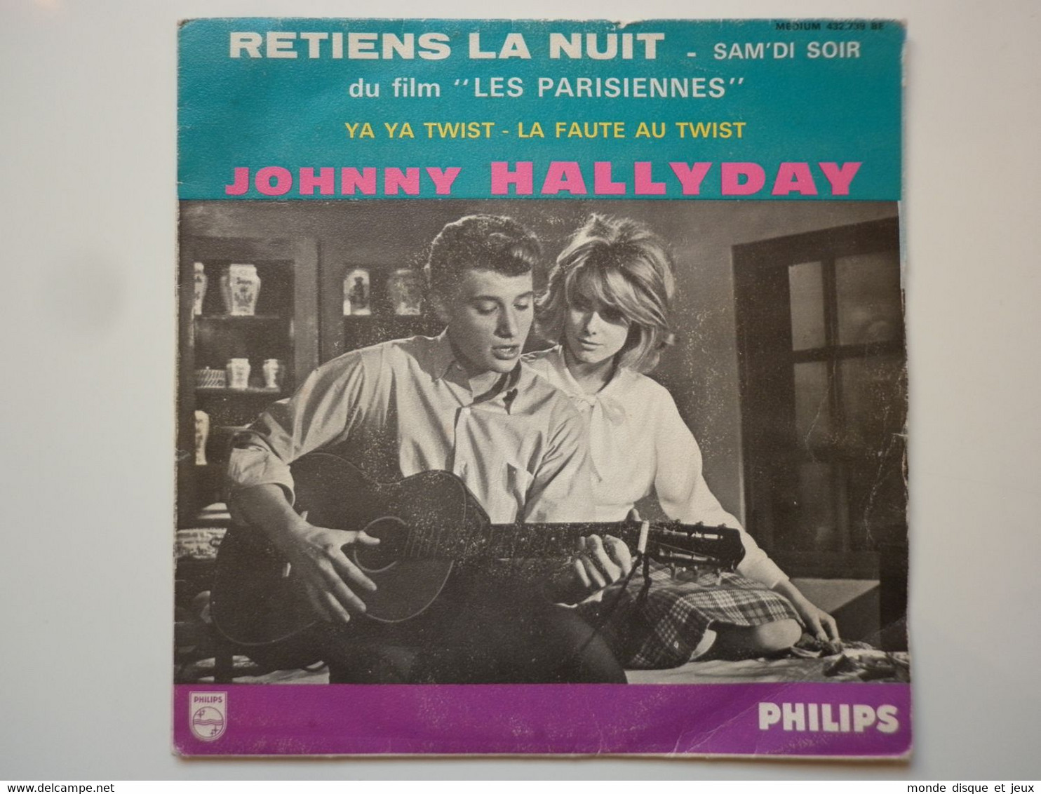 Johnny Hallyday 45Tours EP Vinyle Retiens La Nuit / Sam'di Soir Papier Avec Rabats Label Vert Papier - 45 T - Maxi-Single