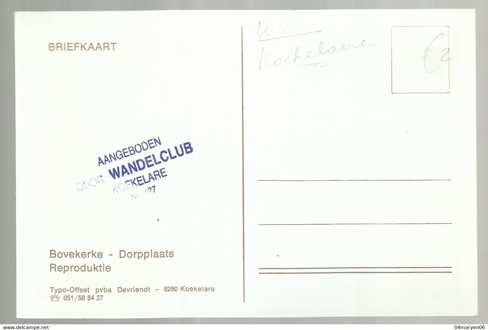 ***  BOVEKERKE ***  -  Dorpplaats  -  REPRO KAART ! ! !  -  Zie / Voir Scan - Koekelare