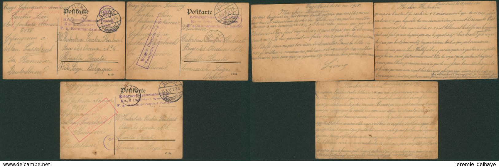 Guerre 14-18 - Archive De 15 Pofkarte Du Camp De Soltau (censure Différente) > Flémalle / Renseignement, Colis, Commanda - Prisioneros