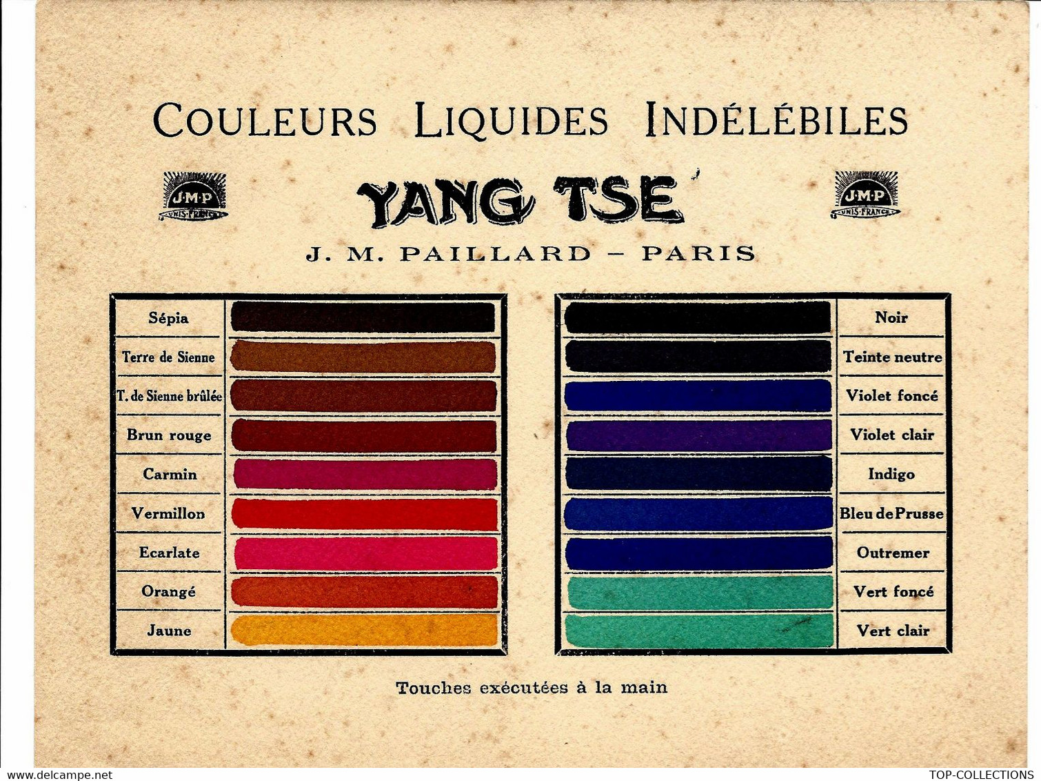 1920 1930   Superbe CARTE ECHANTILLONS DE COULEURS J.M. PAILLARD « Yang Tsé » - Pubblicitari